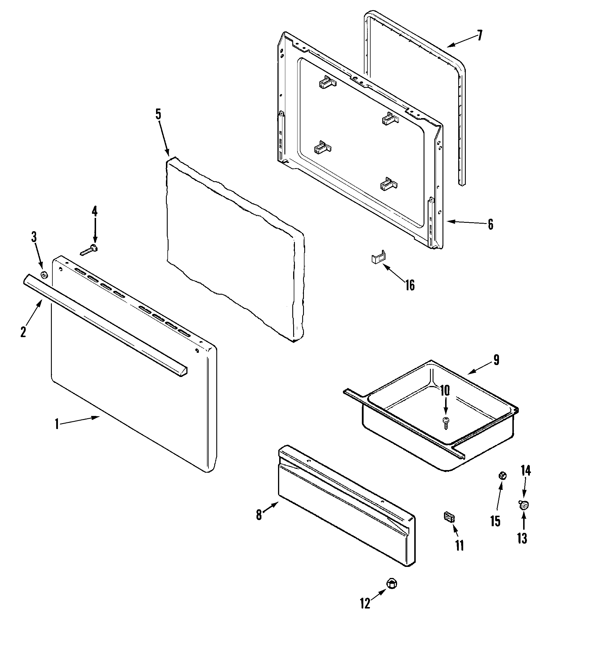 Maytag MER4120AAW door/drawer diagram