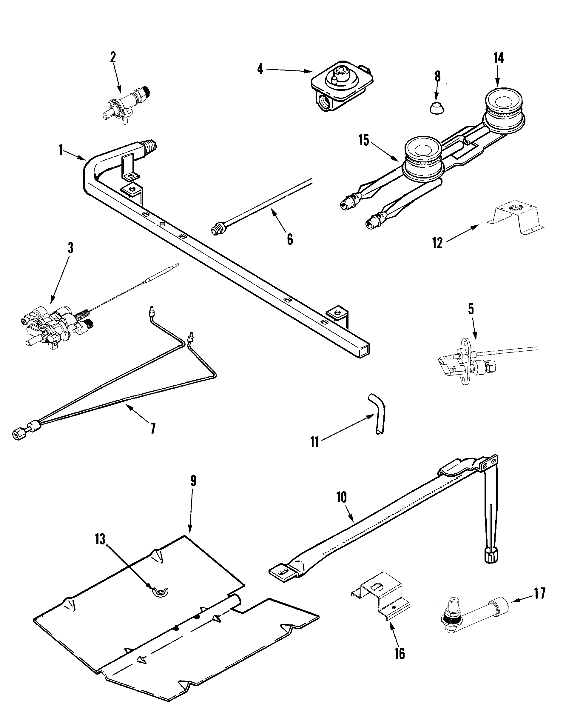 Maytag ALR1100AJQ gas controls diagram
