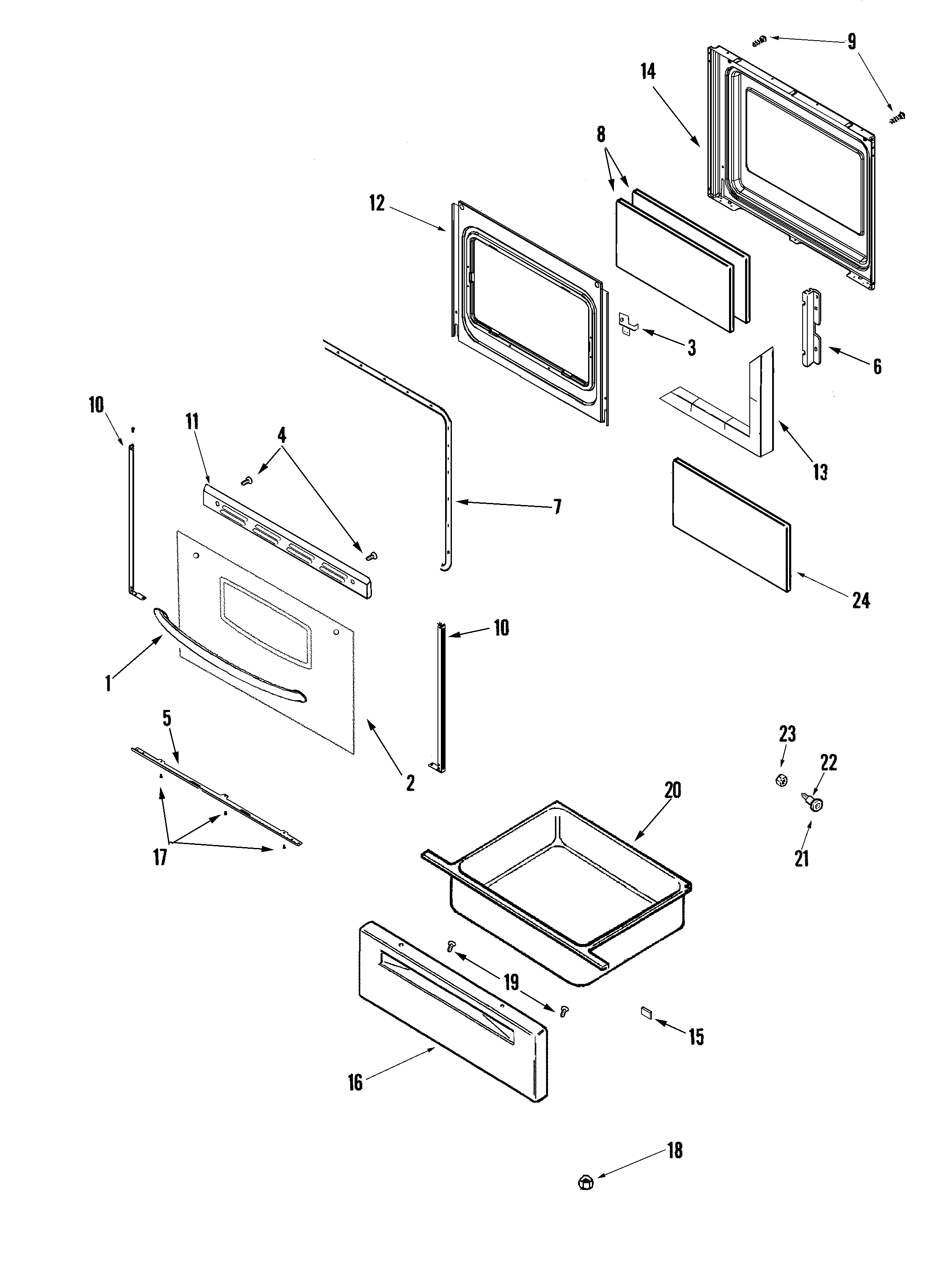 Maytag PER3525ACW door/drawer diagram
