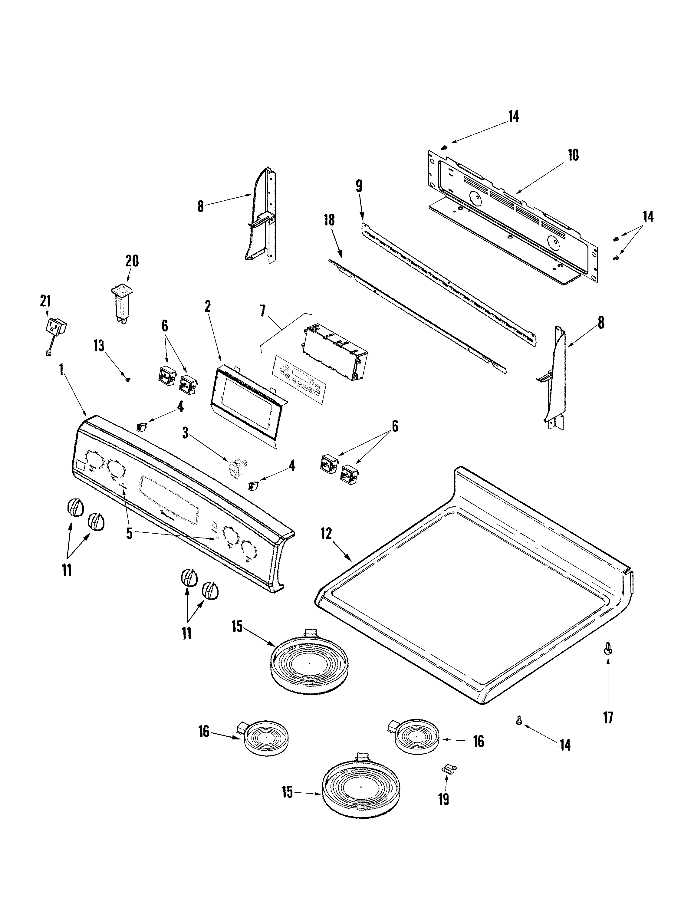 Maytag PER3725ACW control panel/top assembly diagram