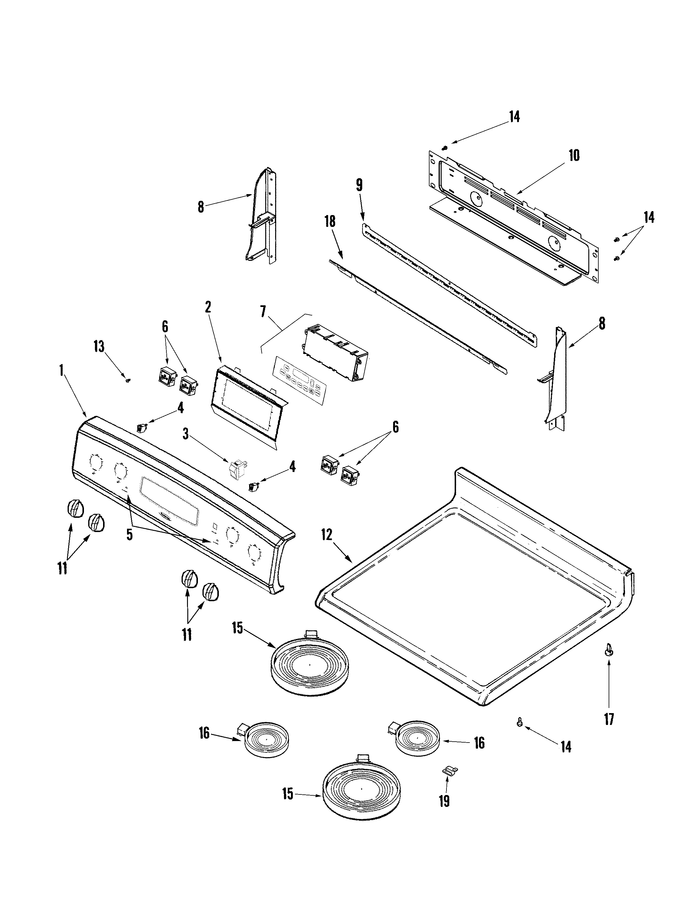 Maytag PER3724ACW control panel/top assembly diagram