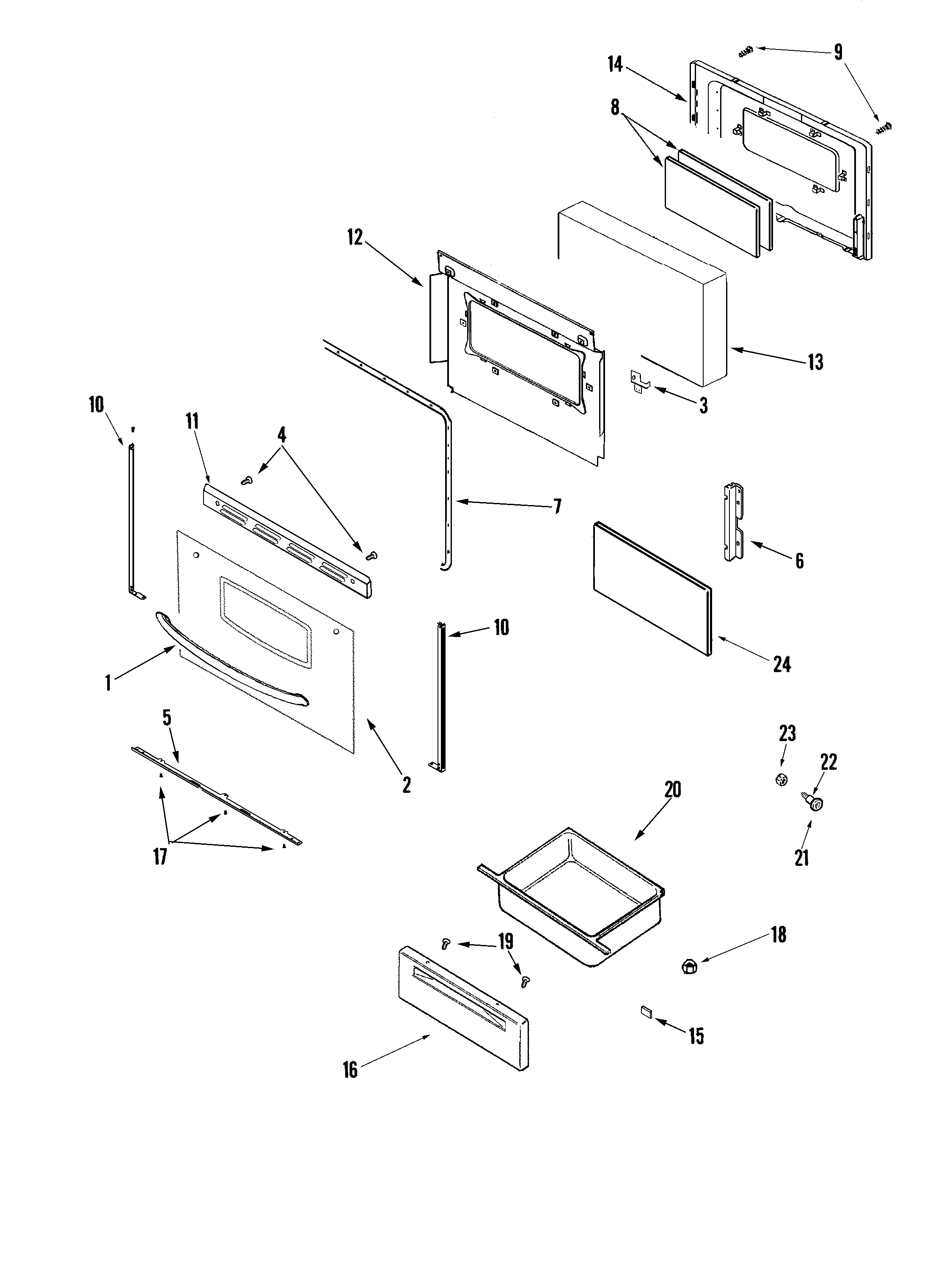 Maytag PER3724ACW door/drawer diagram