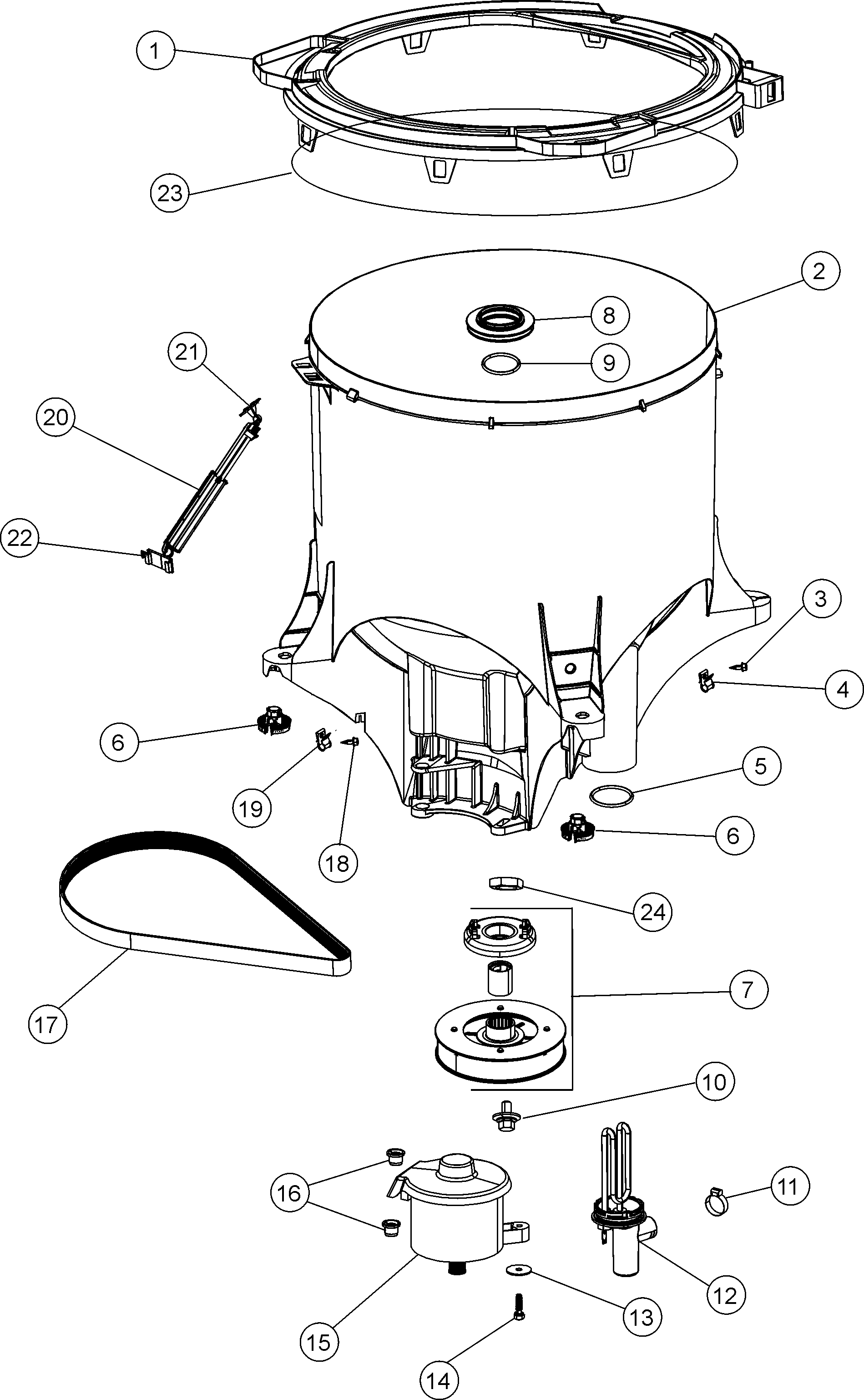 Maytag FAV9800AWW outer tub diagram