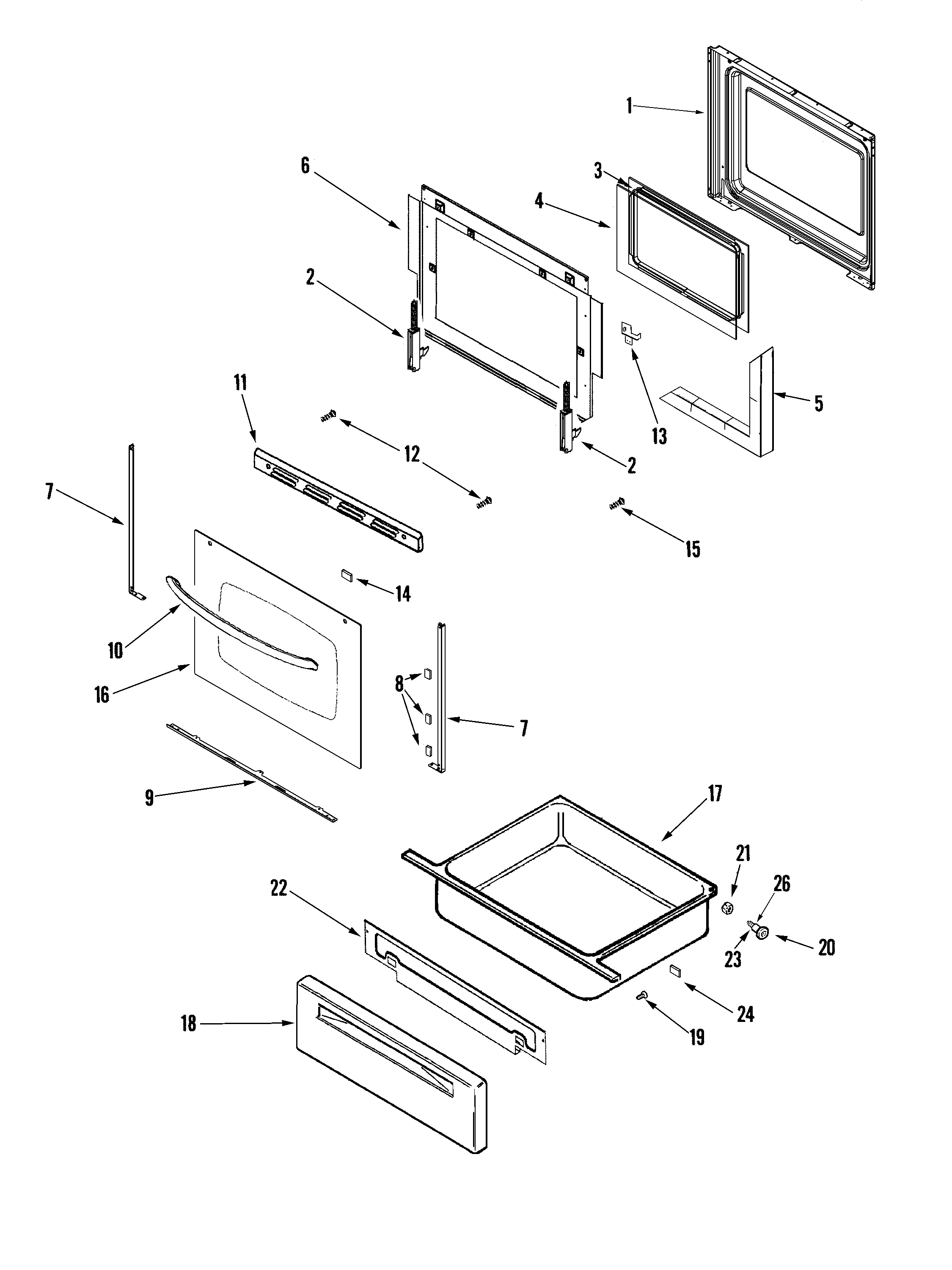 Amana AGR5825RDW door/drawer diagram