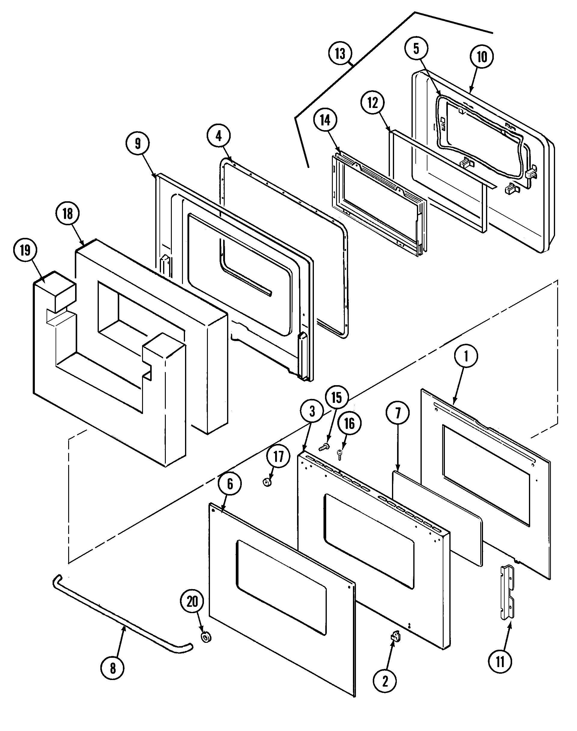 Maytag CWE5800ACB door diagram