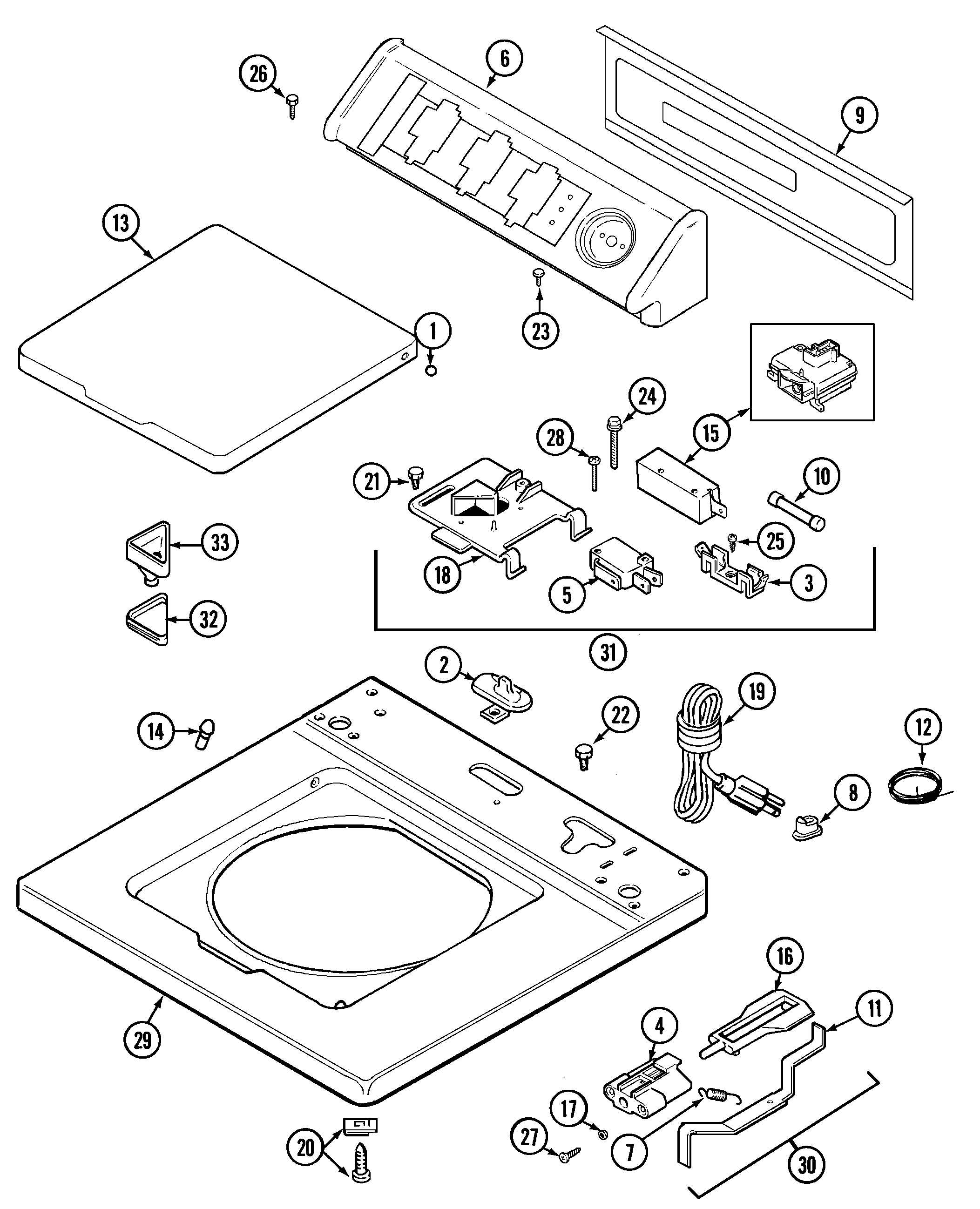 Maytag LAT8216AAE top diagram