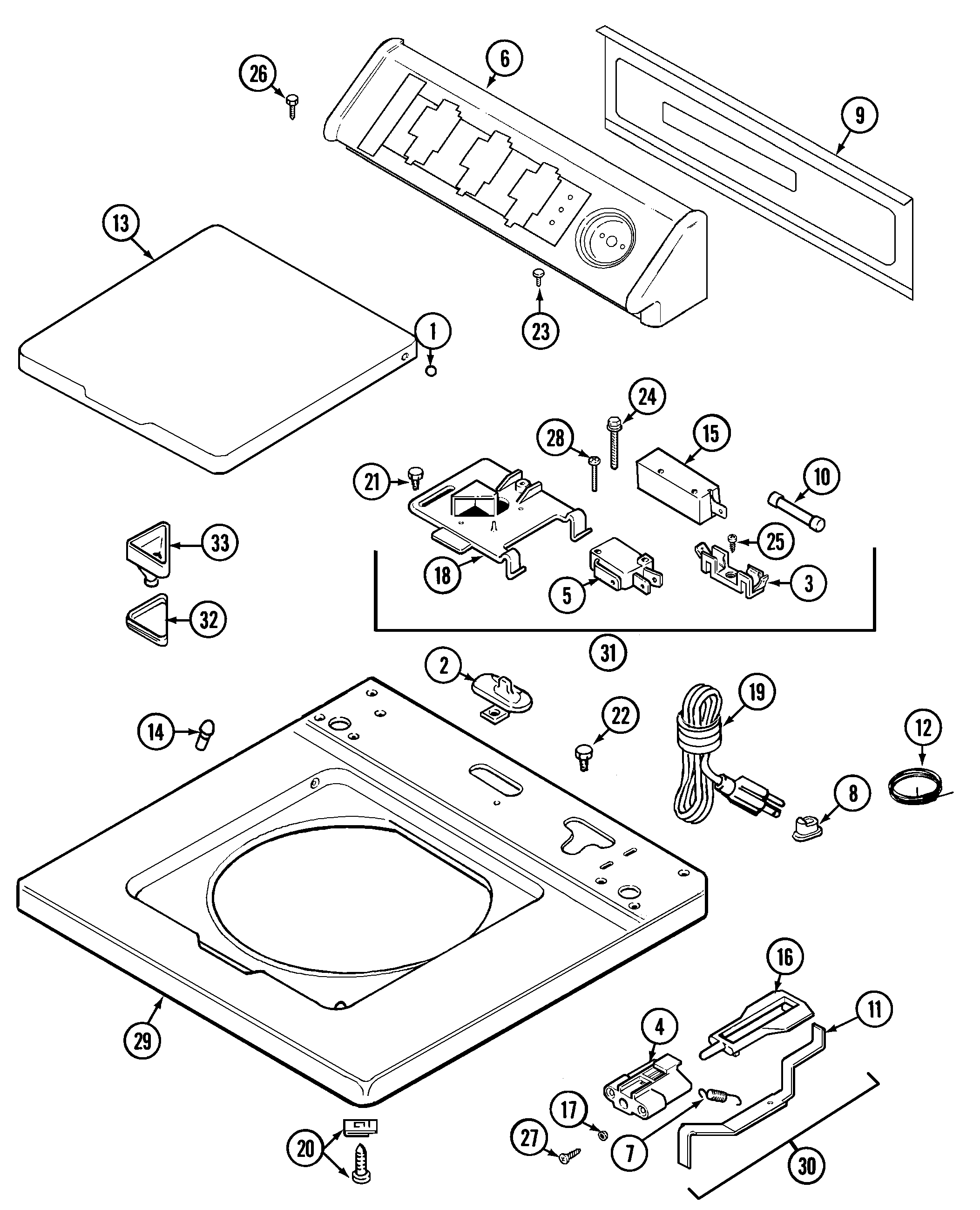 Maytag LAT8106ABE top diagram
