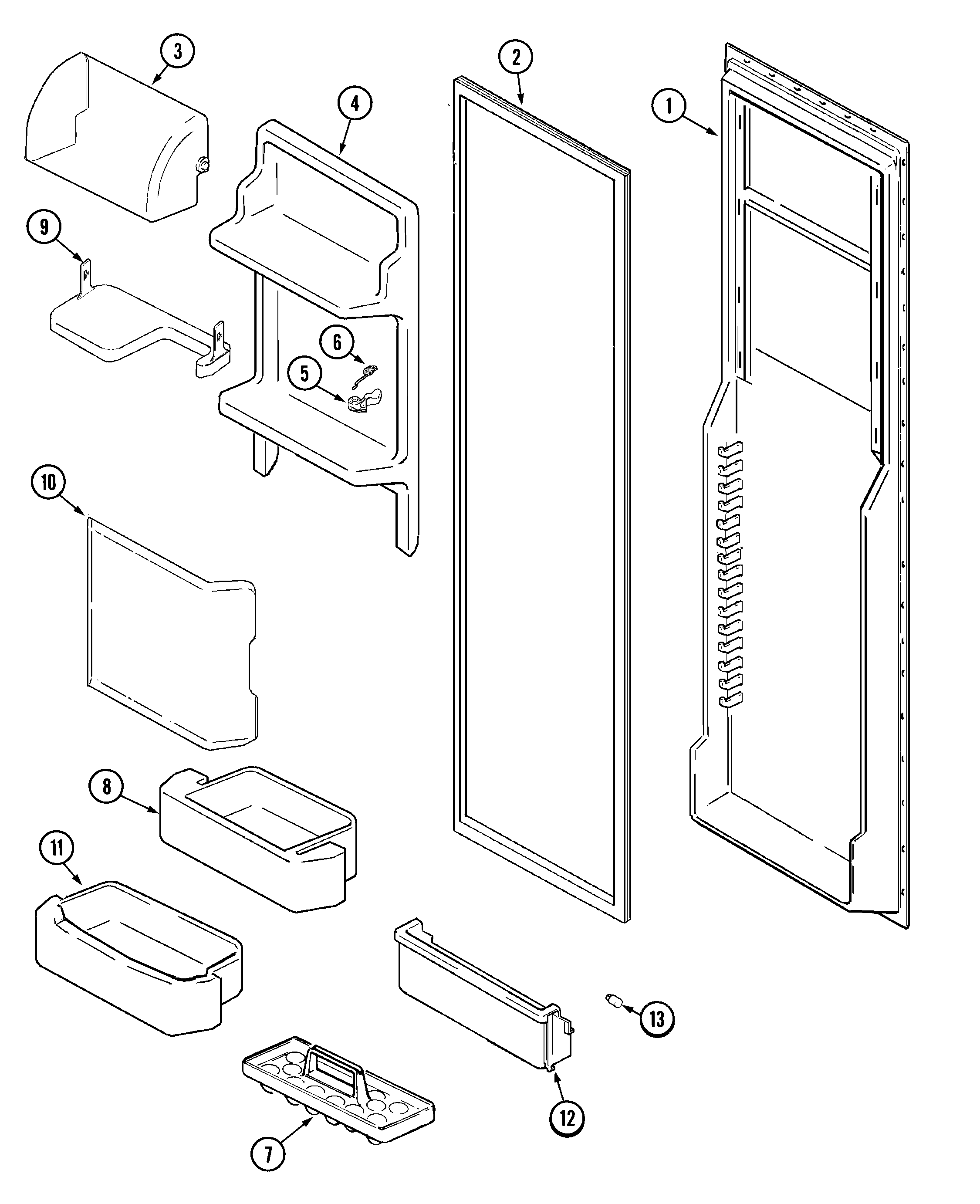 Maytag MSD2757AEW fresh food inner door diagram