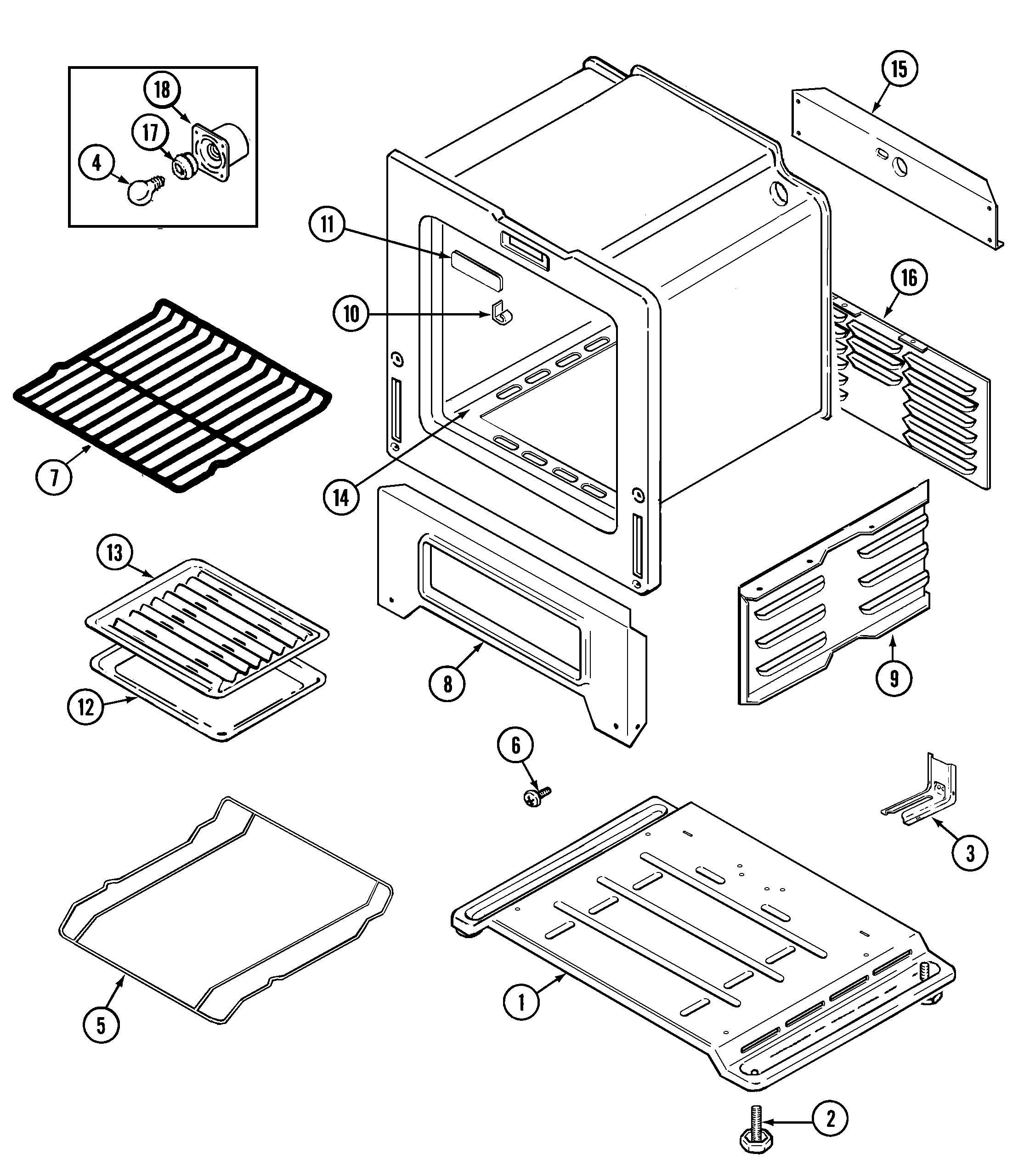 Maytag MGR4450BDW oven/base diagram