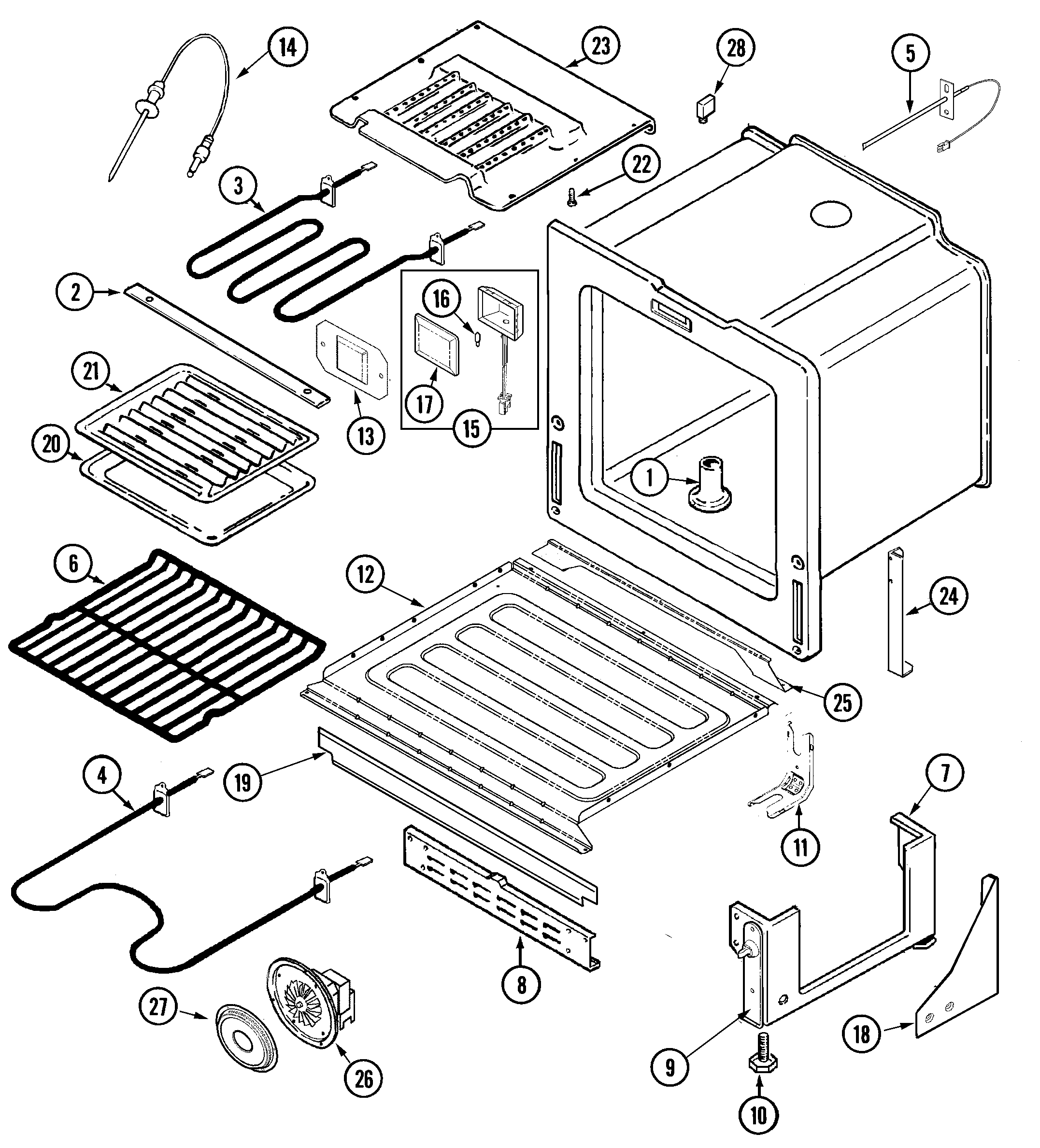 Jenn-Air JES9800AAS oven/base diagram