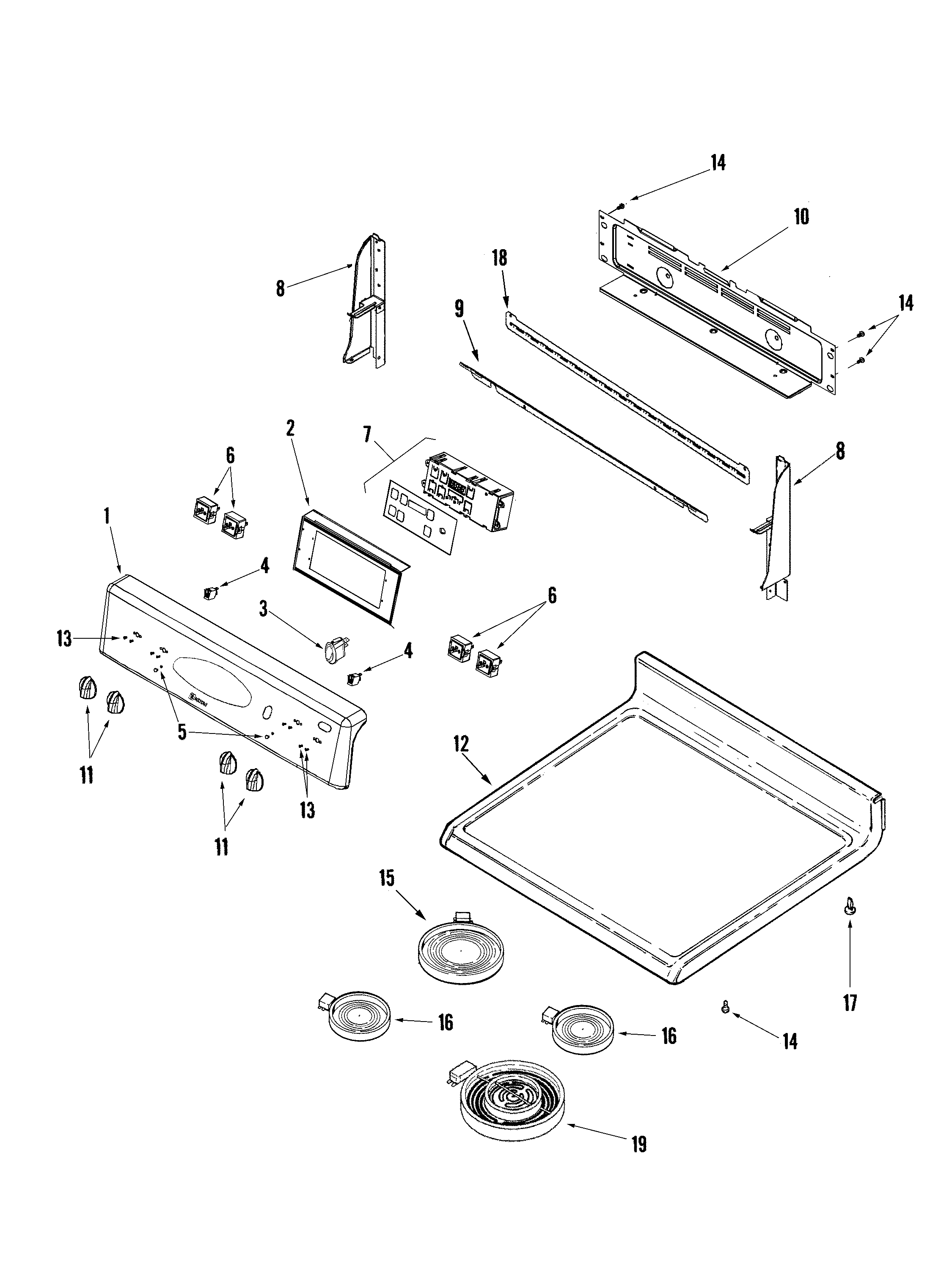 Maytag PER5720LAQ control panel/top assembly diagram