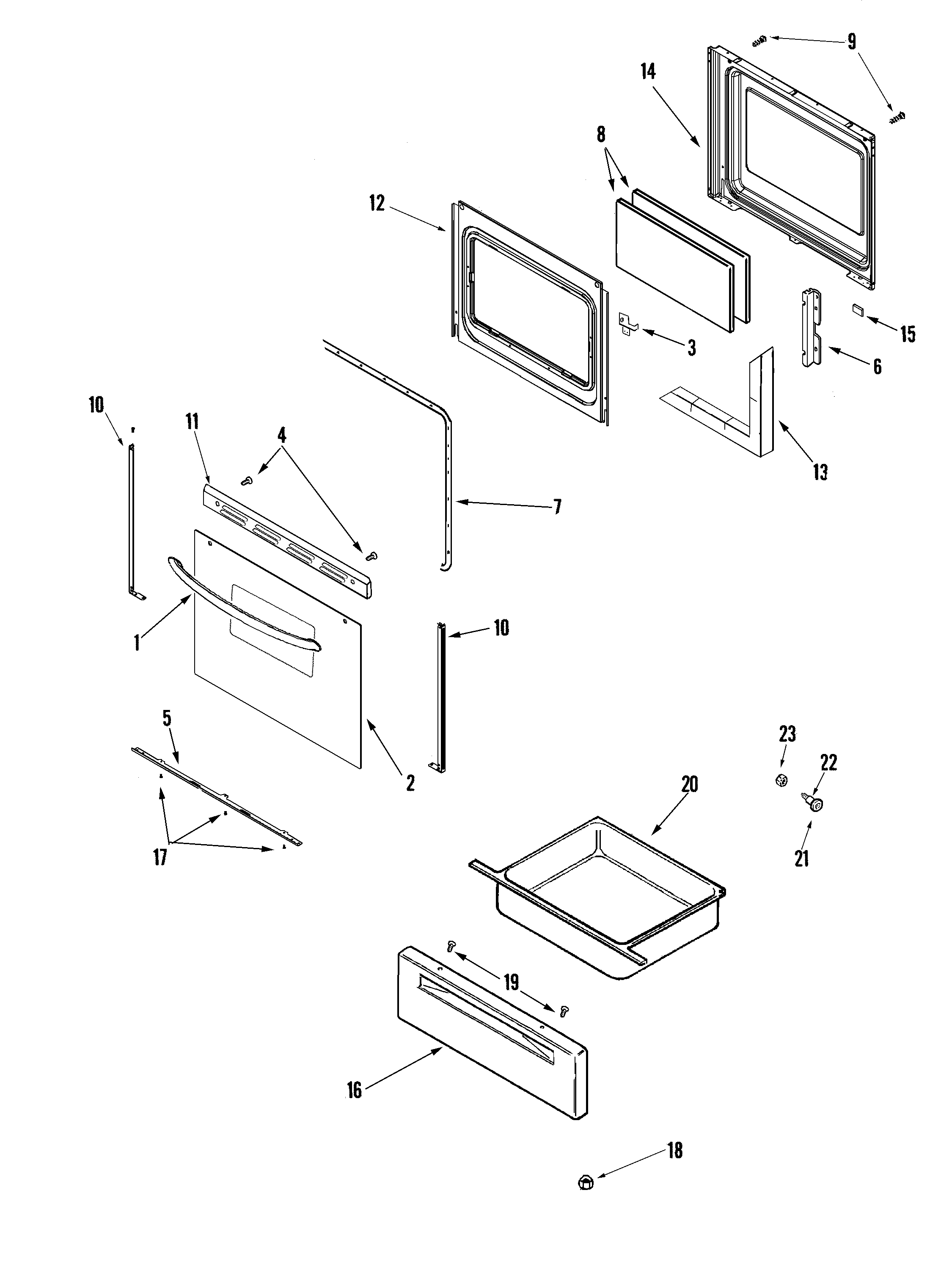 Maytag PER5720LAQ door/drawer diagram