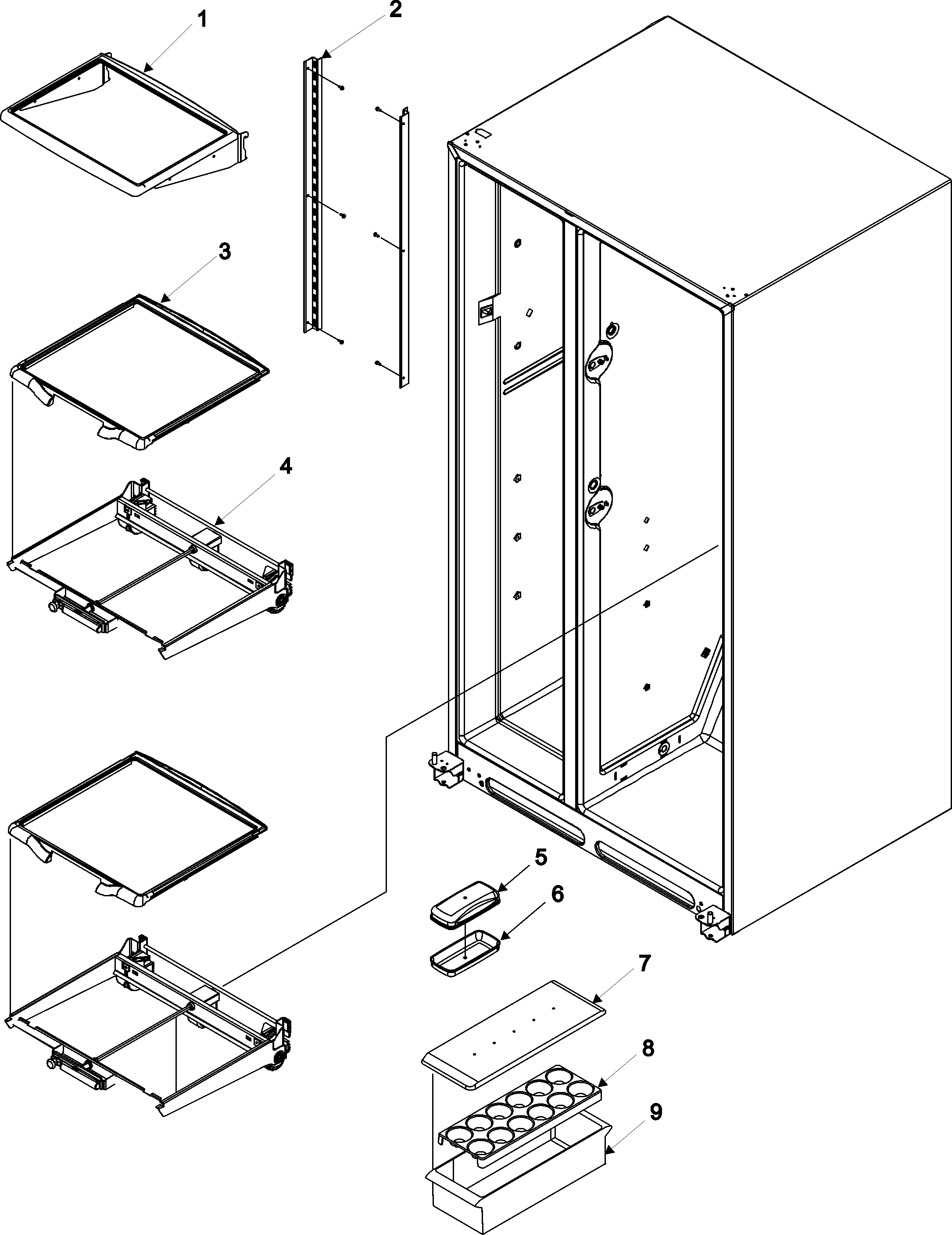 Jenn-Air JCD2295HES adj ref shelf diagram