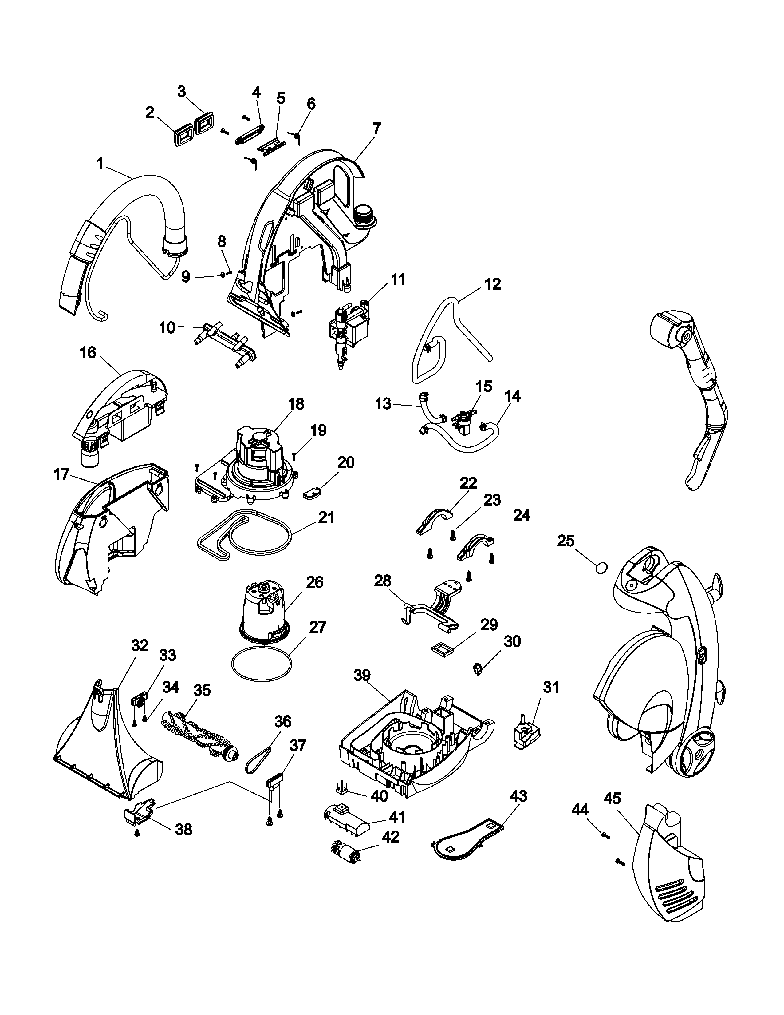 Hoover F5525 lower main assembly diagram
