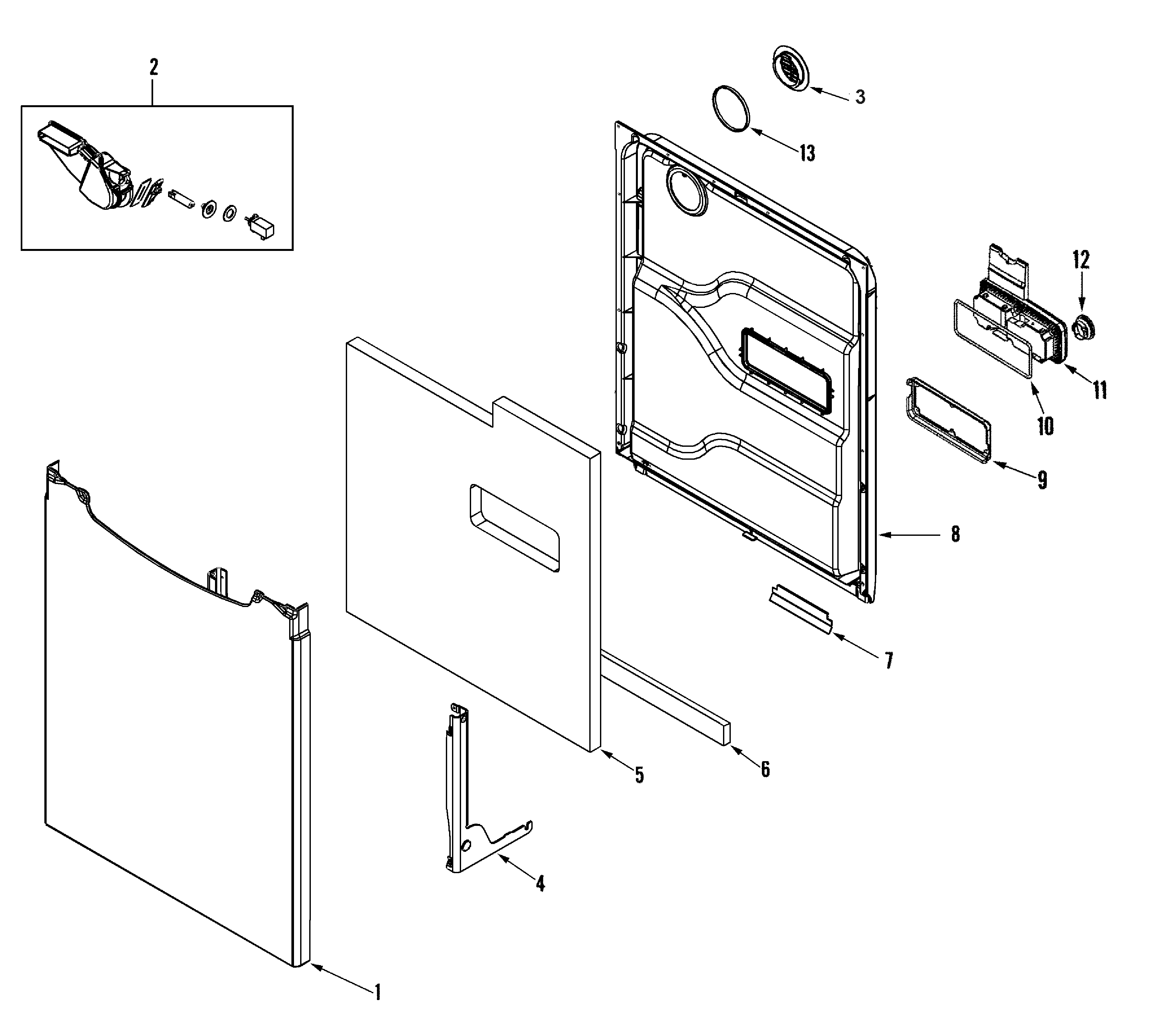 Maytag MDBS661AWS door diagram