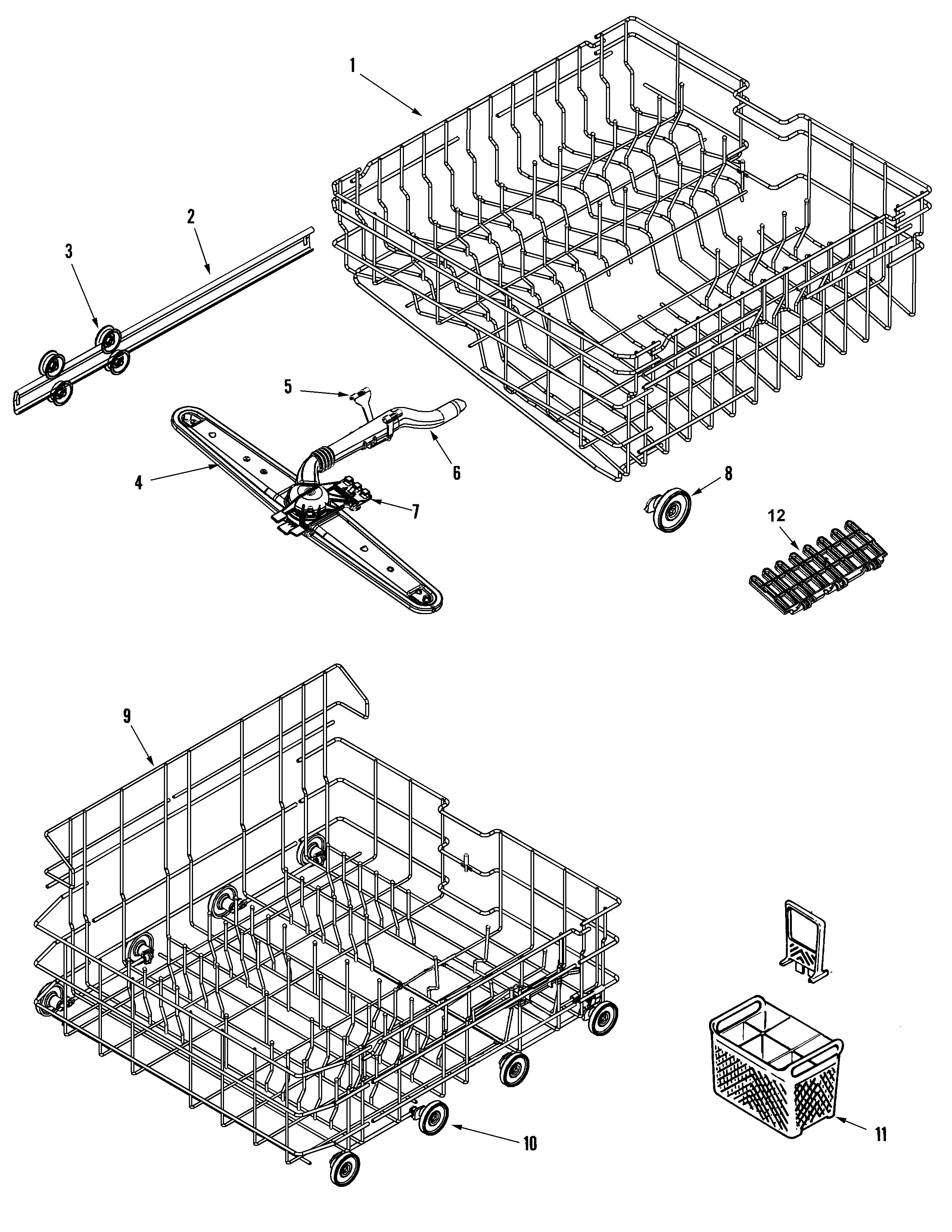 Maytag MDBS661AWS track & rack assembly diagram