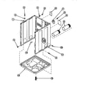 Amana LE8317W2-PLE8317W2 cabinet, exhaust duct and base diagram