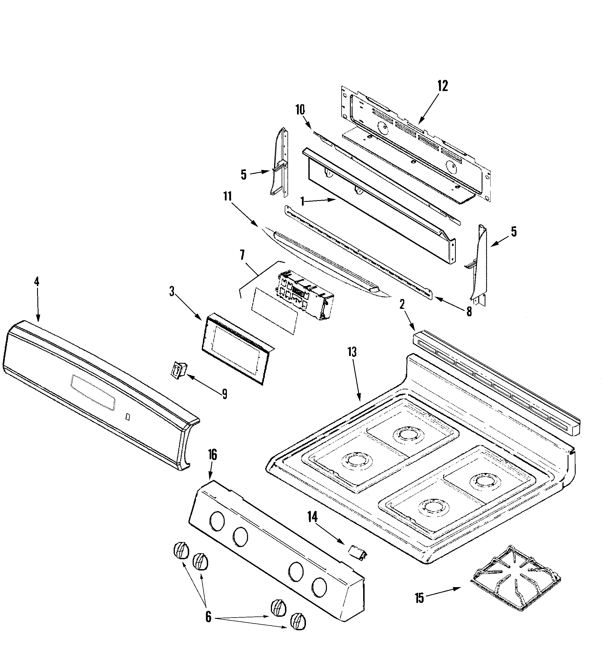 Admiral LGR3330ADW control panel/top assembly diagram