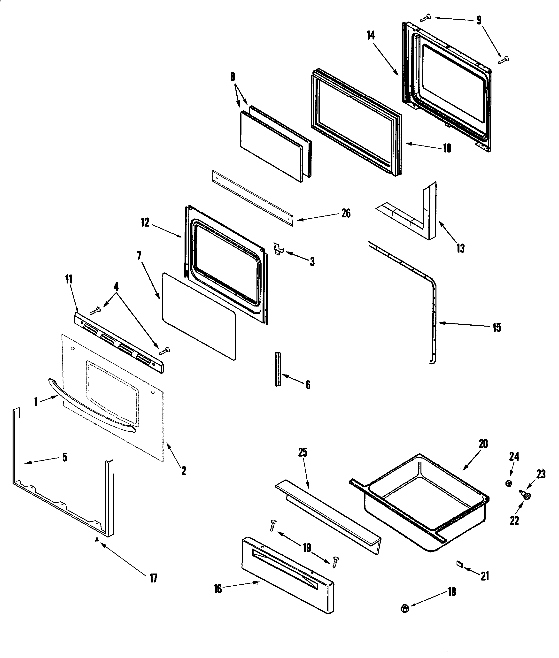 Admiral LGR3330ADW door/drawer diagram