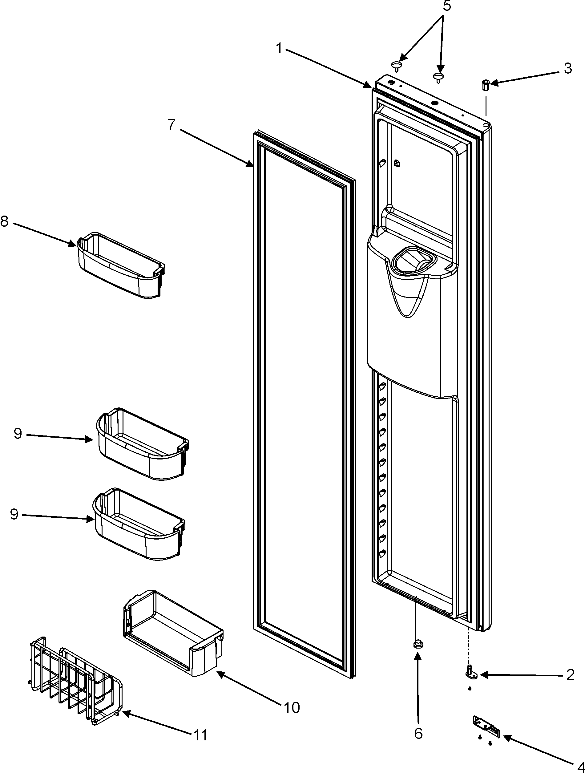 Kenmore 59655669500 freezer door diagram
