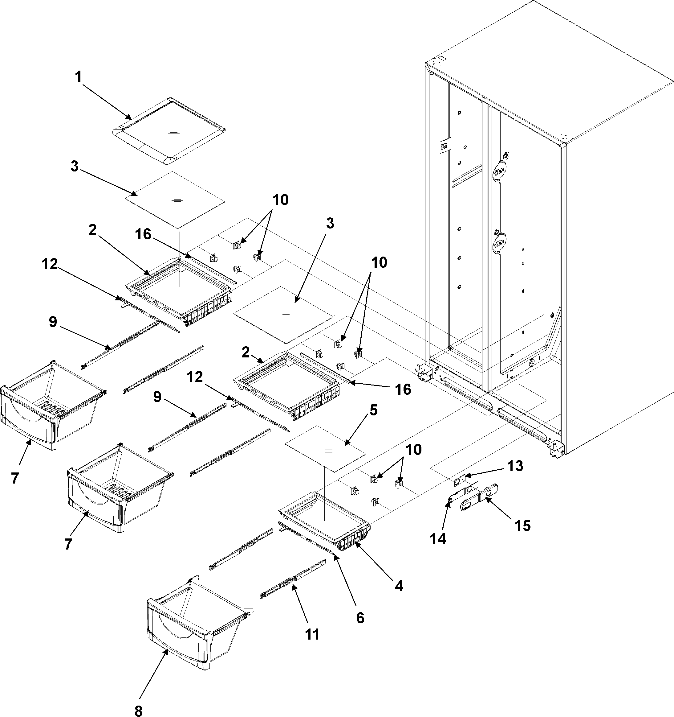 Kenmore 59655669500 crisper assembly diagram