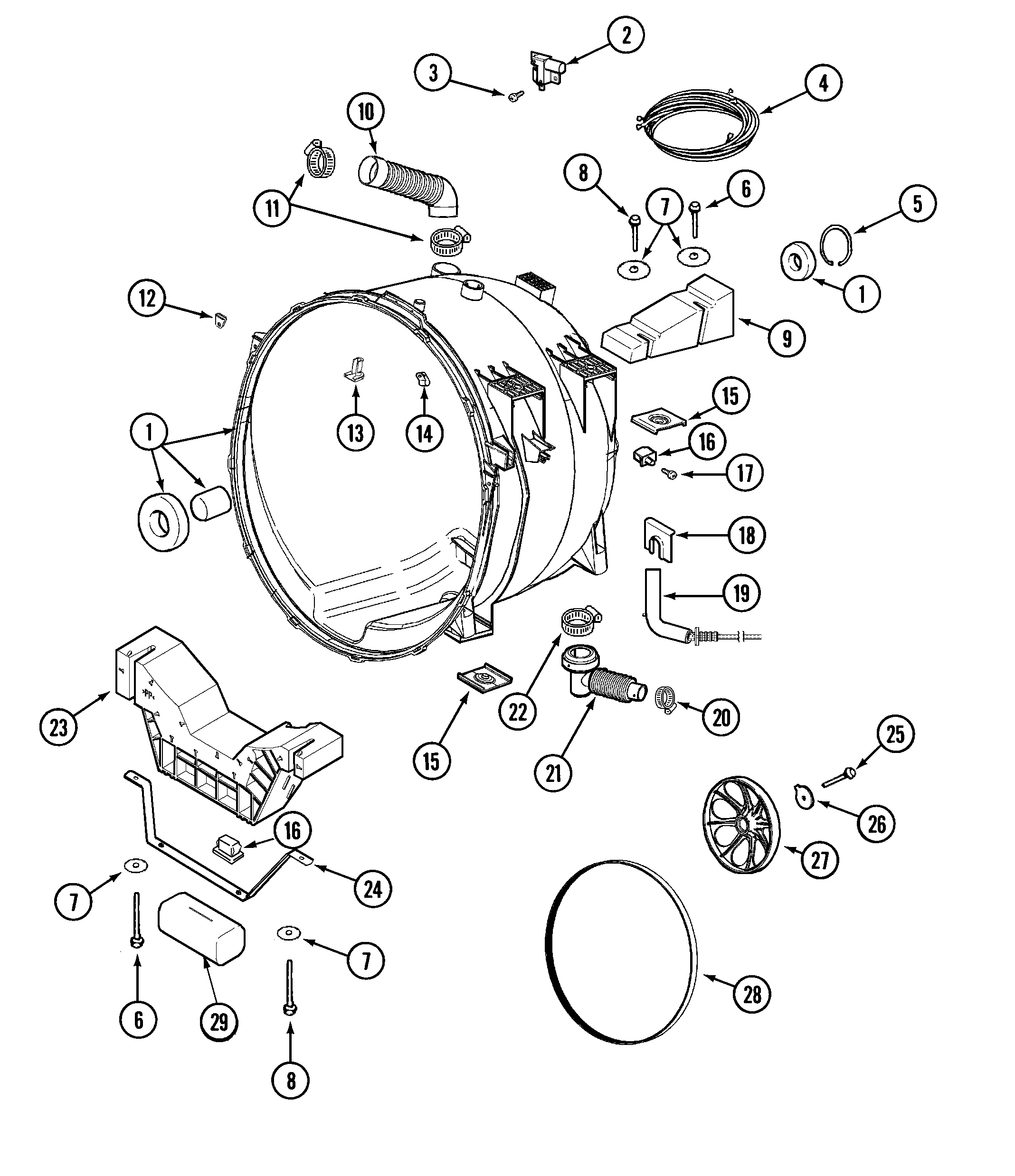 Maytag MAH3000AKW outer tub diagram