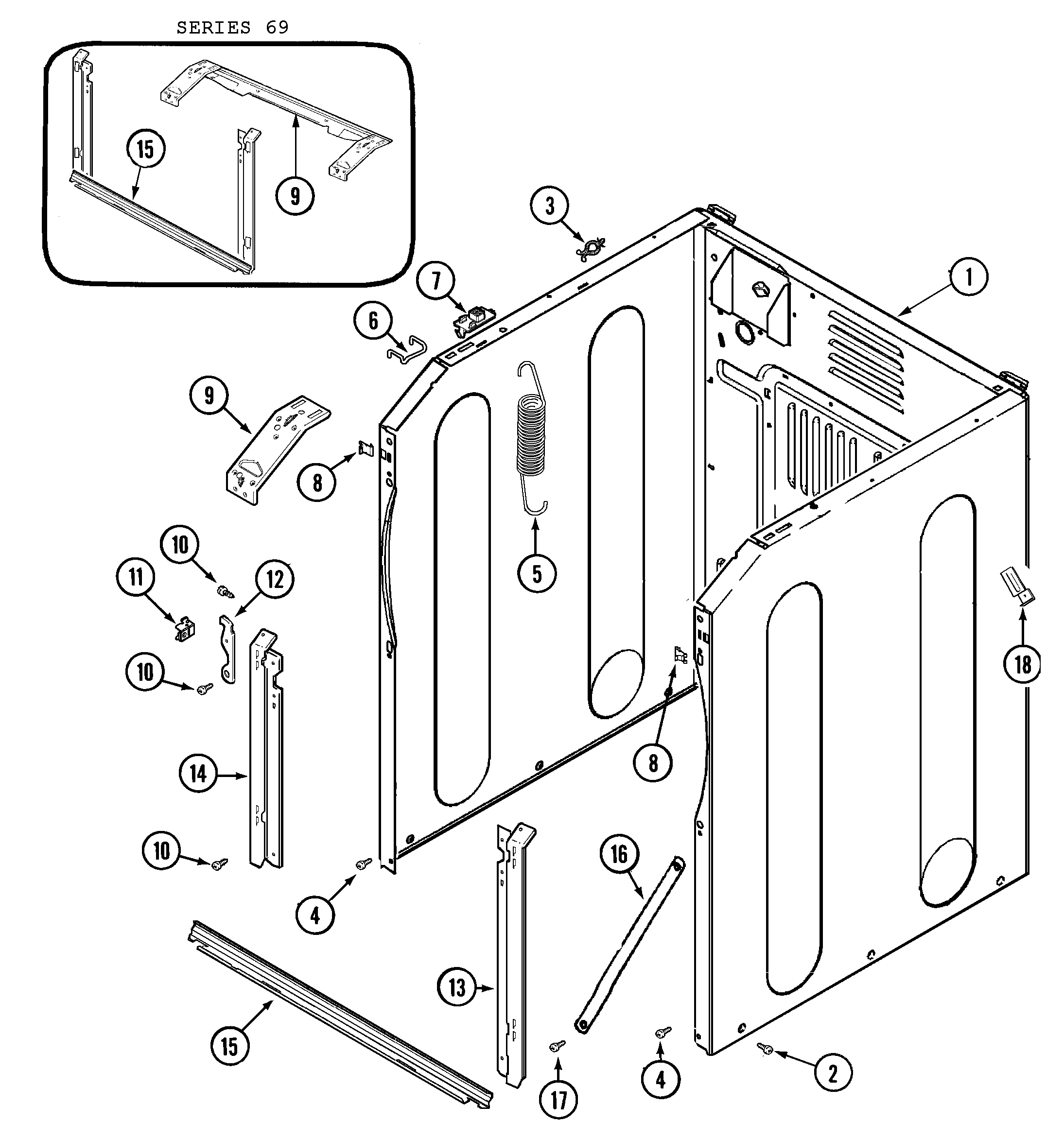 Maytag MAH4000AWW cabinet-front diagram