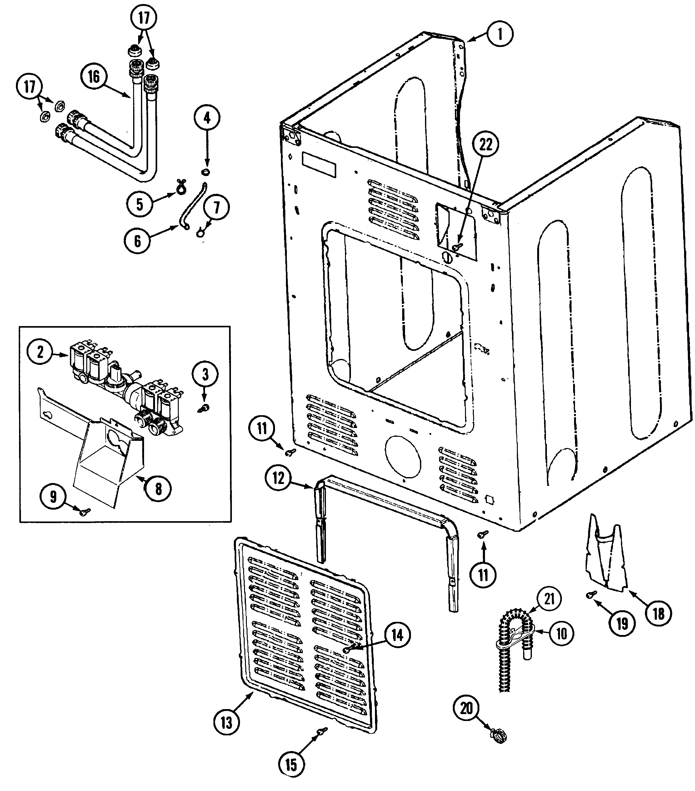 Maytag MAH4000AWW cabinet-rear diagram