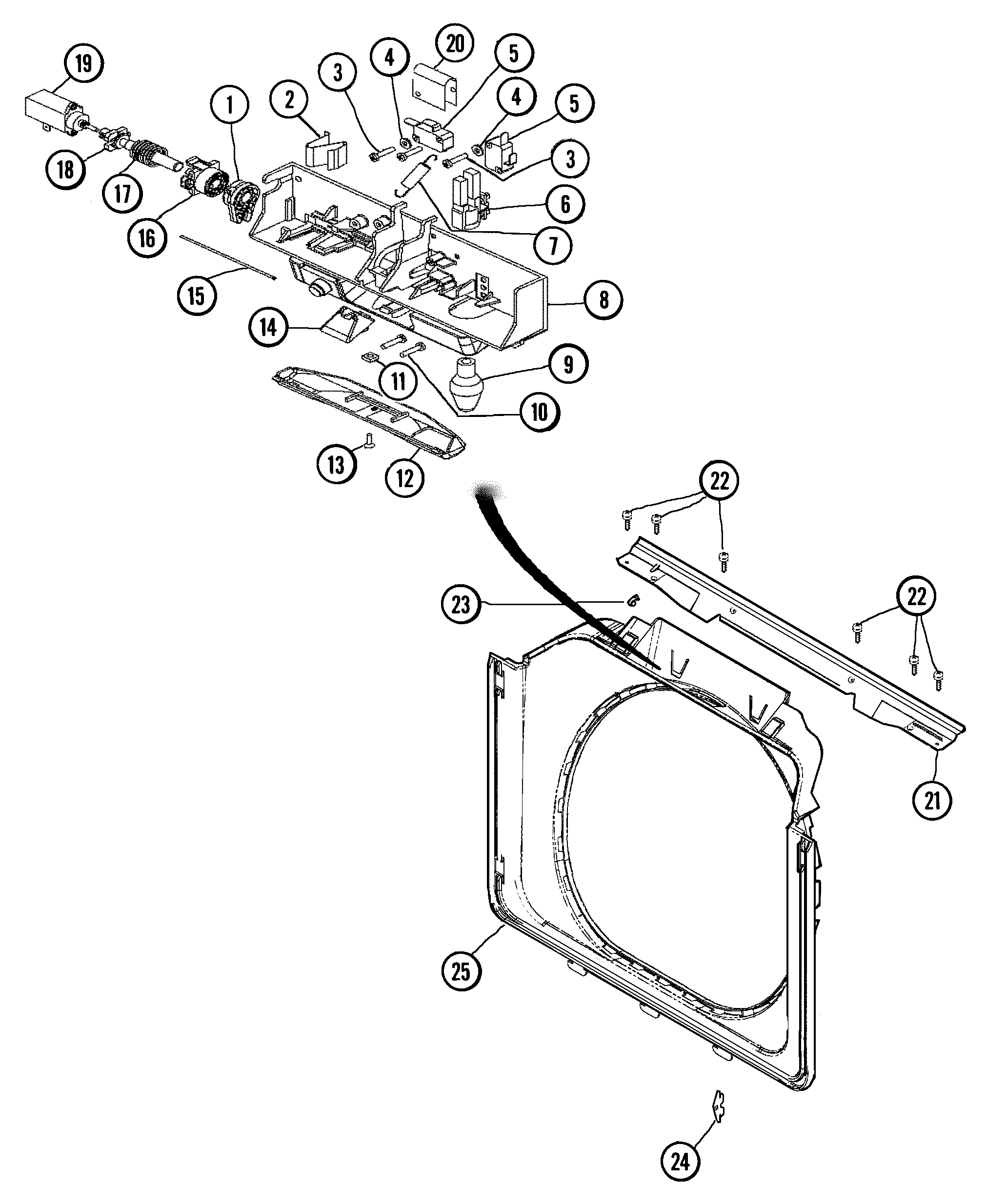 Maytag MAH4000AWW door shroud & door latch assembly diagram