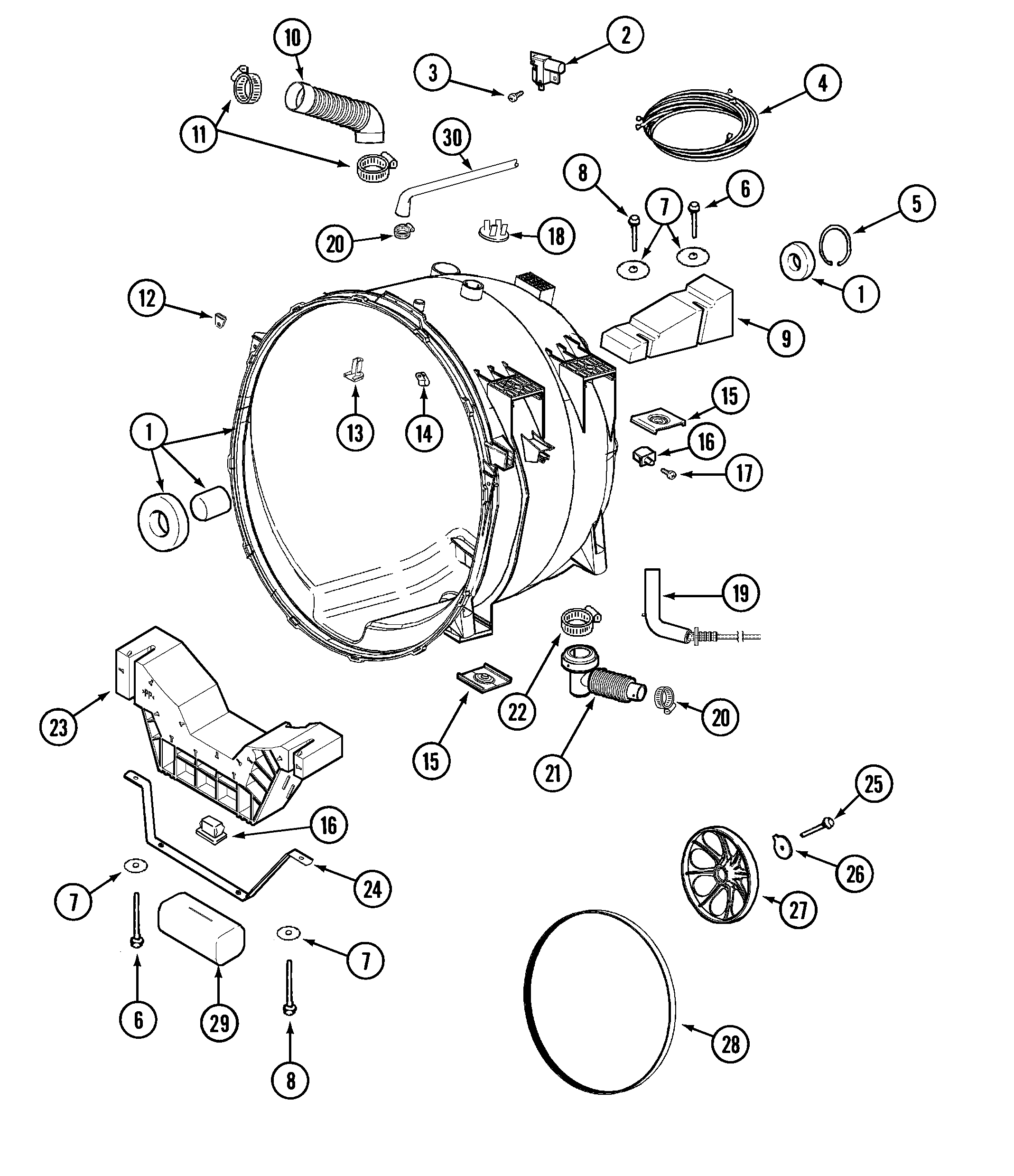 Maytag MAH4000AWW outer tub diagram