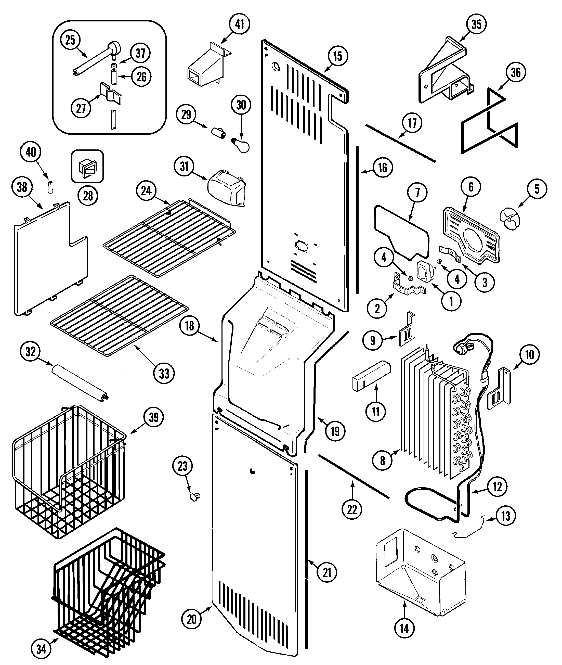 Jenn-Air JCD2389GEW freezer compartment diagram