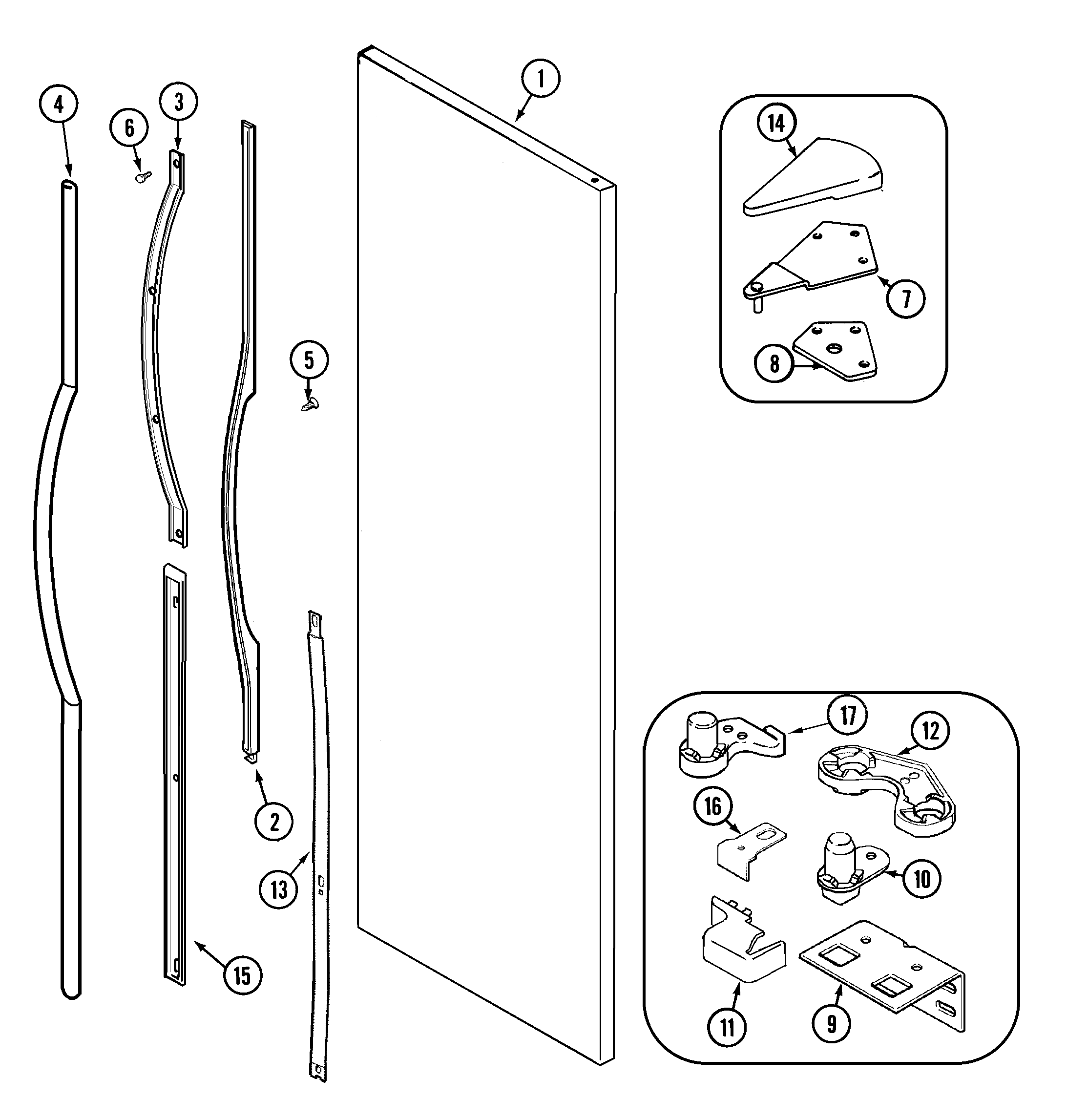 Jenn-Air JCD2389GEW fresh food outer door (jcd2389geb/q/w) diagram
