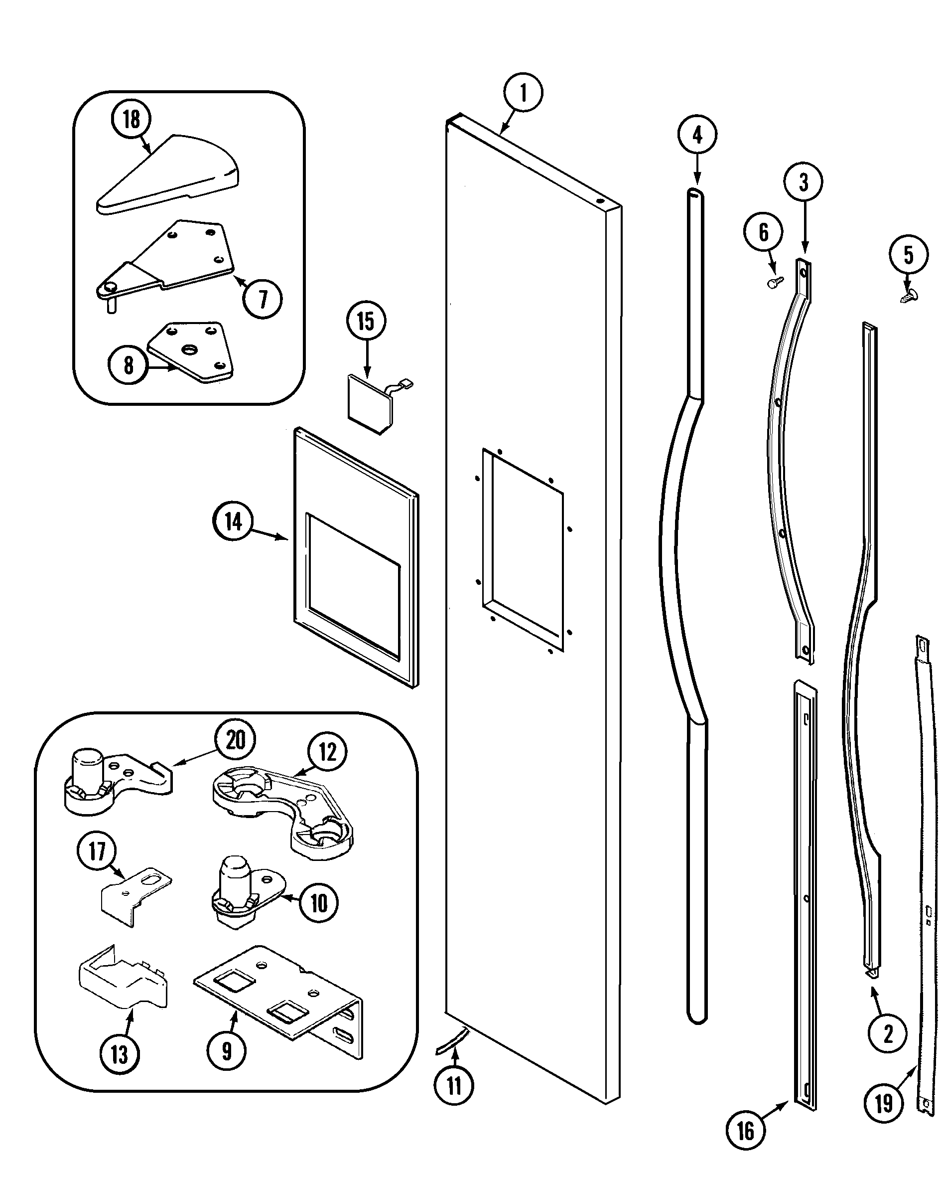 Jenn-Air JCD2389GEW freezer outer door (jcd2389geb/q/w) diagram