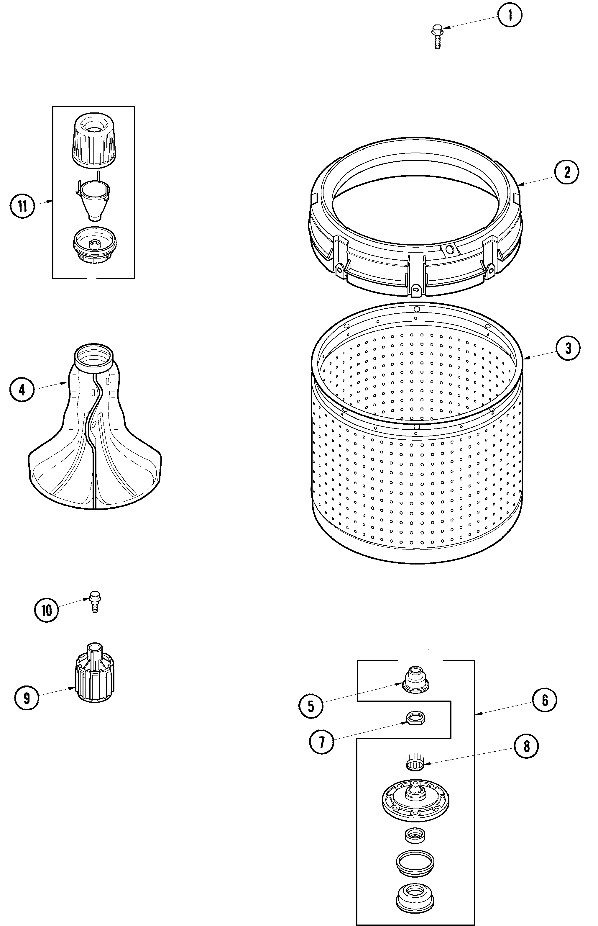Amana DLW330RAW inner tub diagram