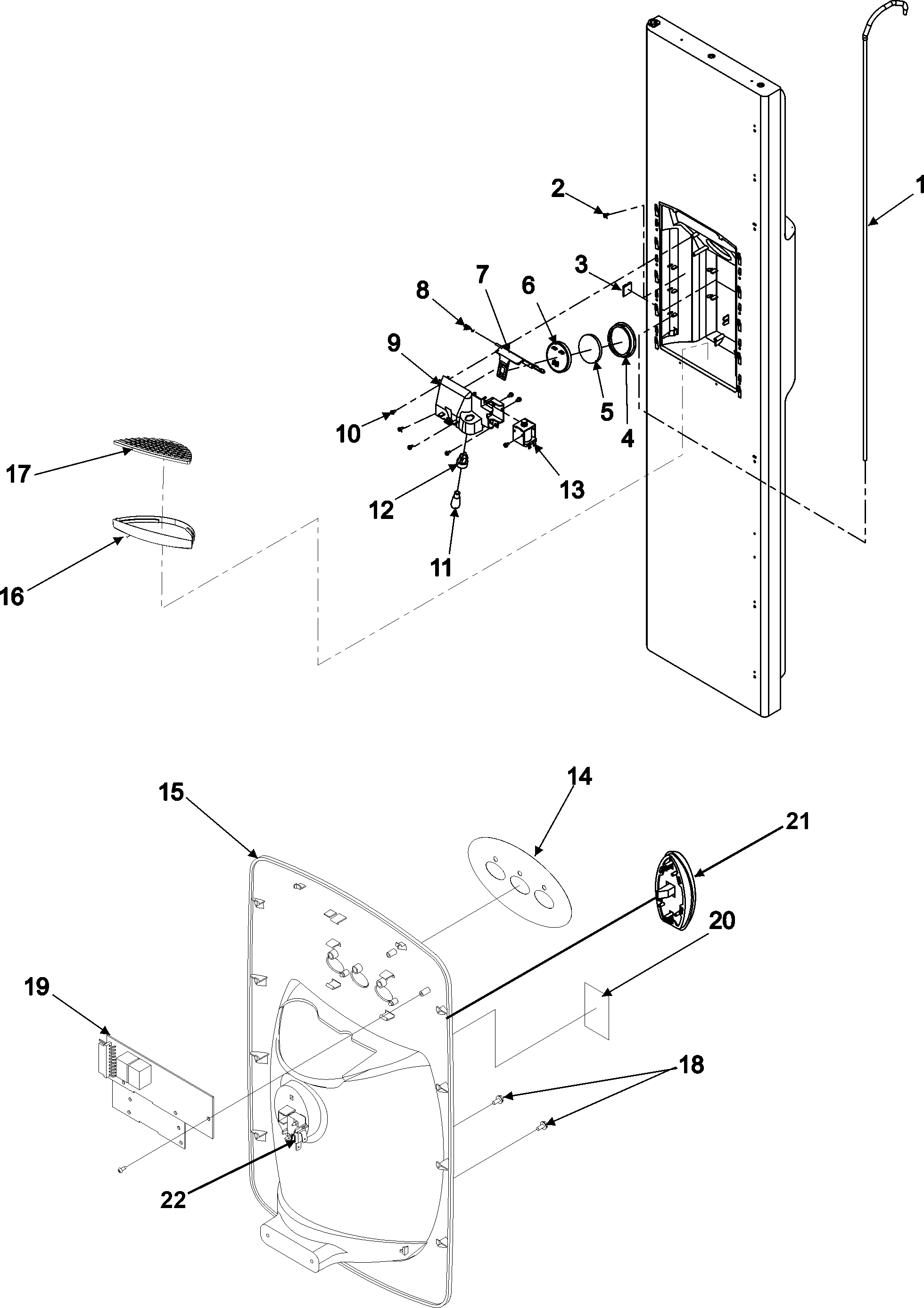 Amana DRS2660BW fz door and facade diagram