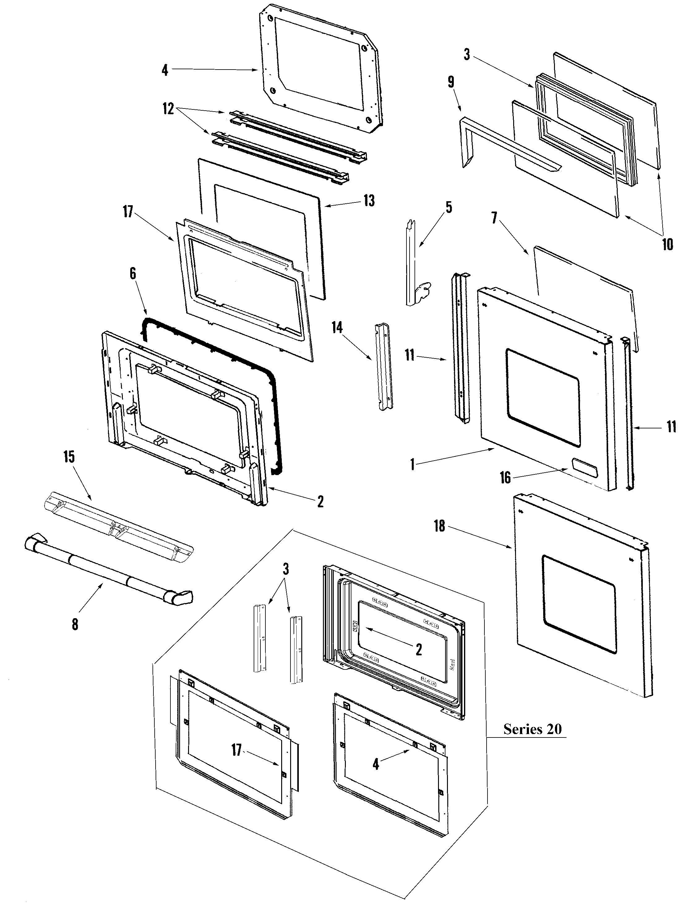 Jenn-Air JJW9830DDP door (pro) diagram