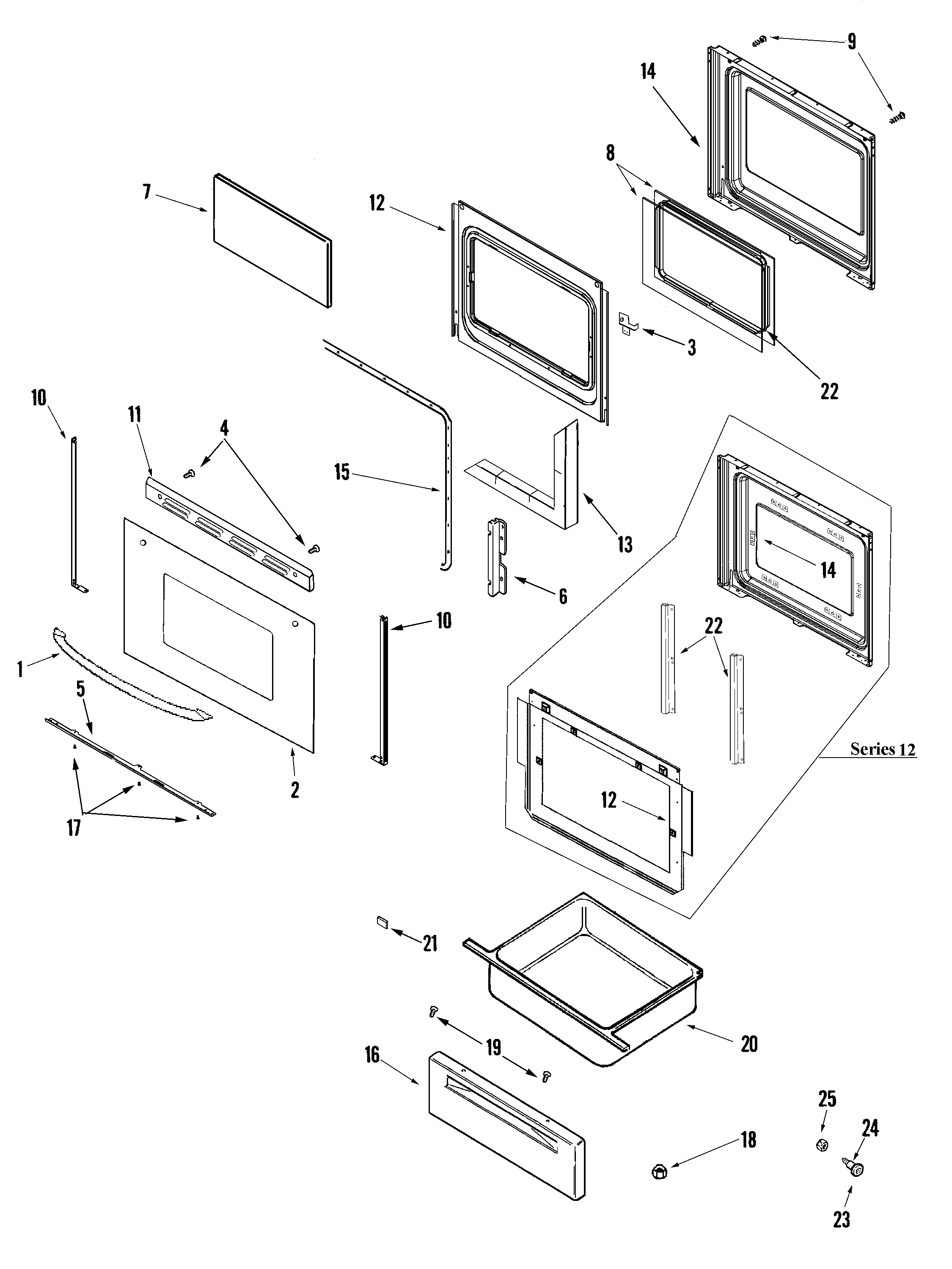 Maytag MER5552BAB door/drawer diagram