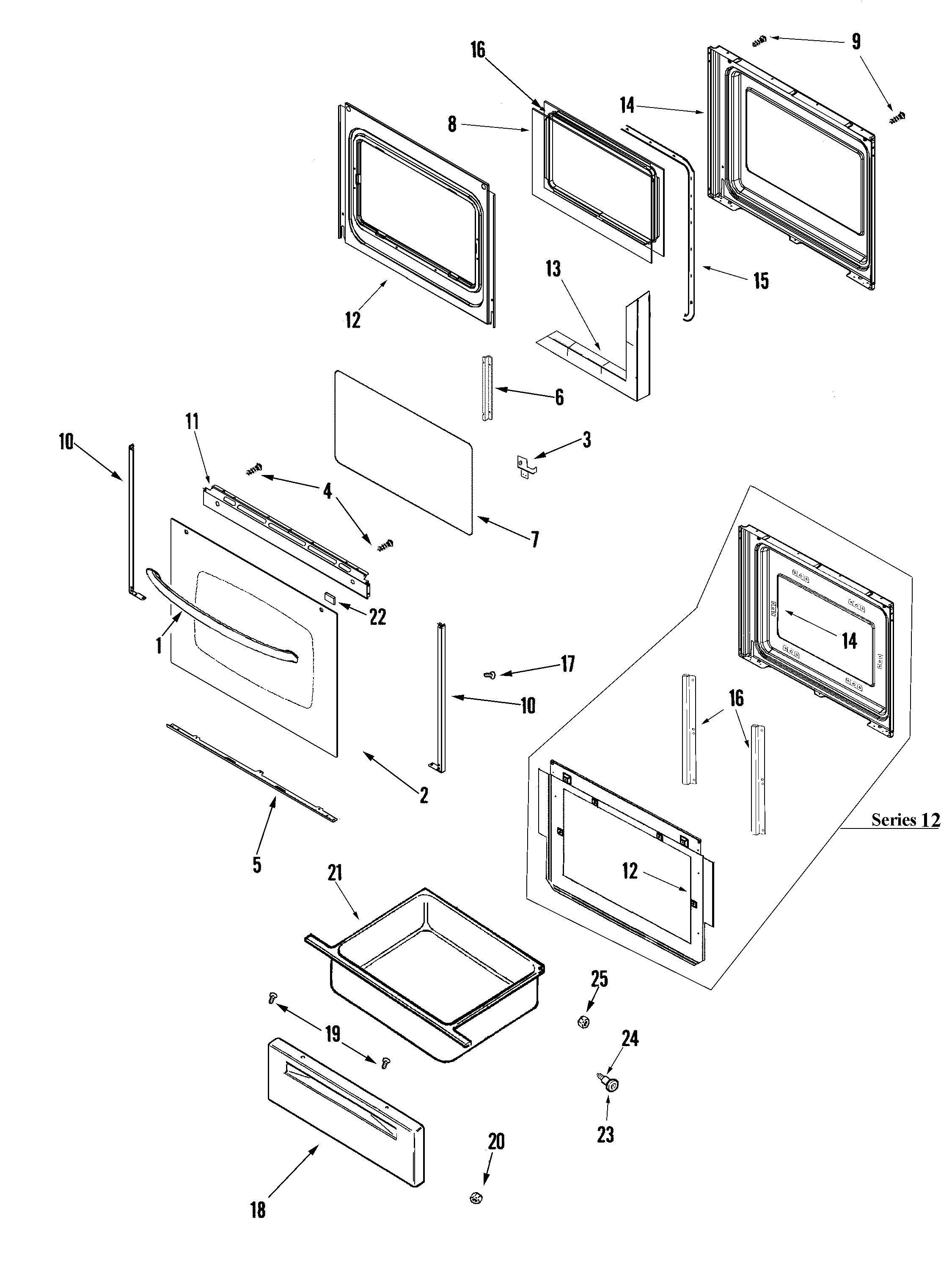 Amana AER5712BAW door/drawer diagram