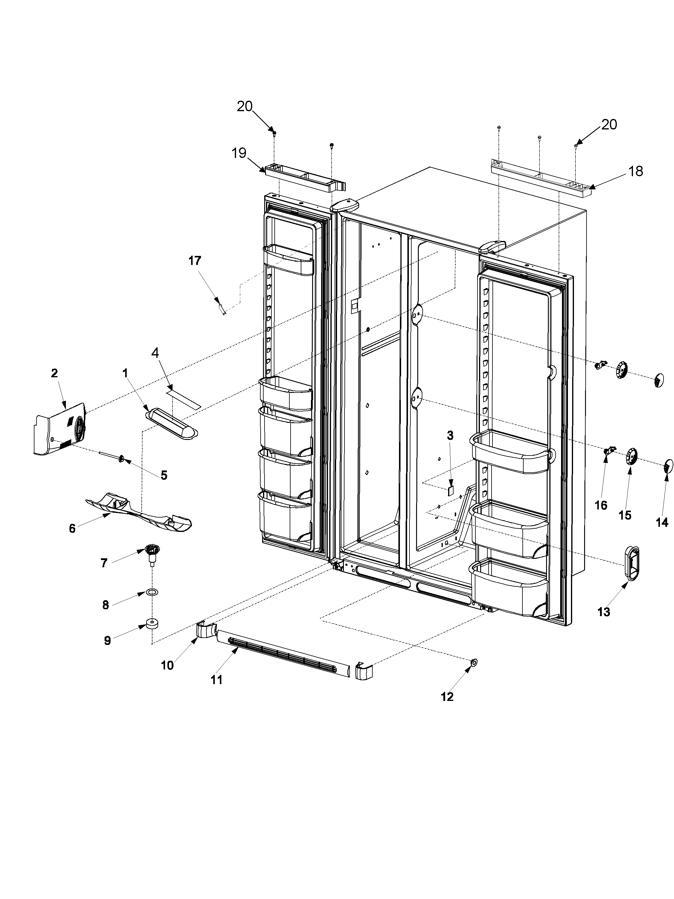 Maytag SK535-2-PSK535062W light covers and toe grille diagram
