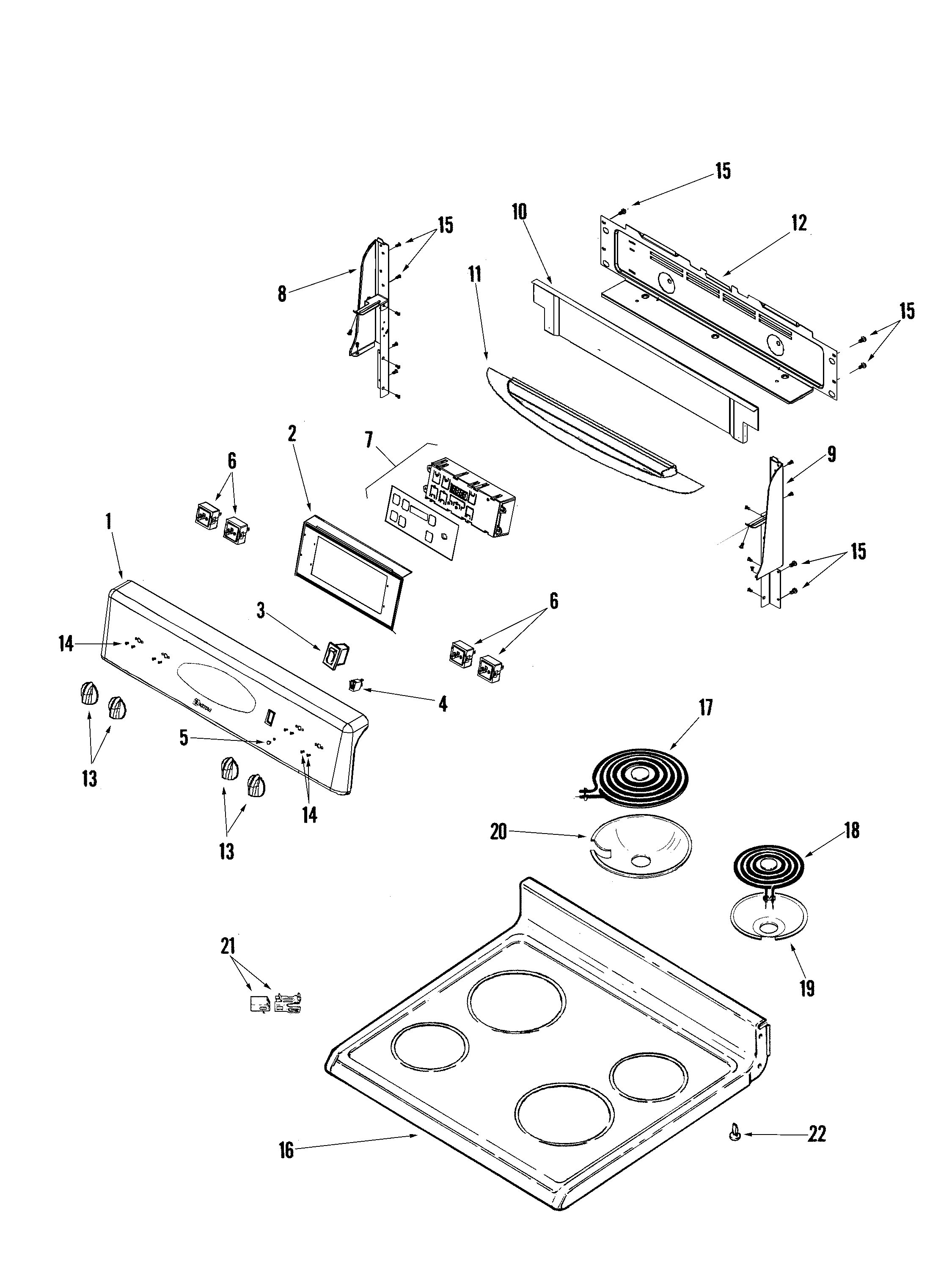 Maytag MER5555QAQ control panel/top assembly diagram