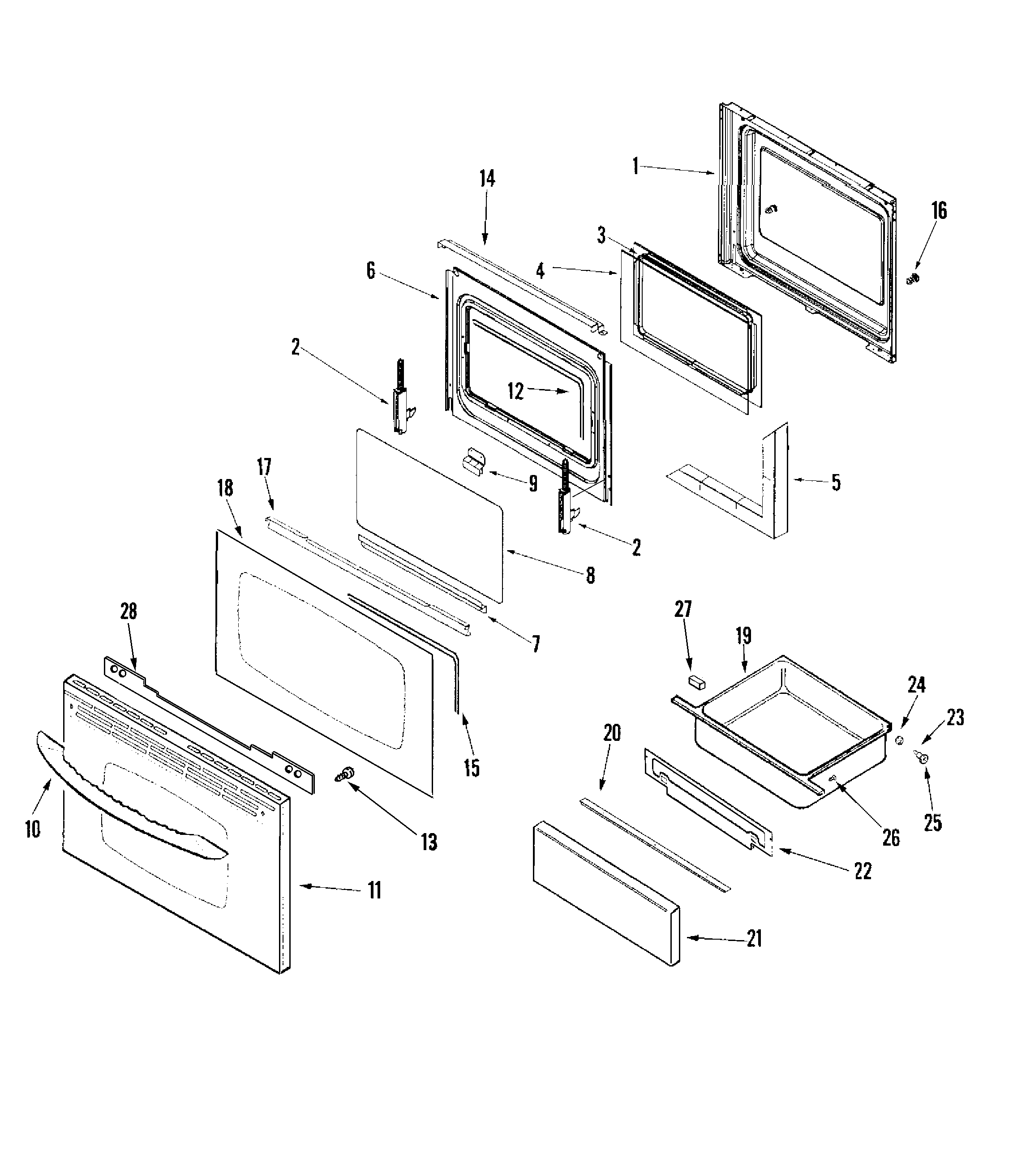Maytag MGR5765QDS door/drawer (stl) diagram