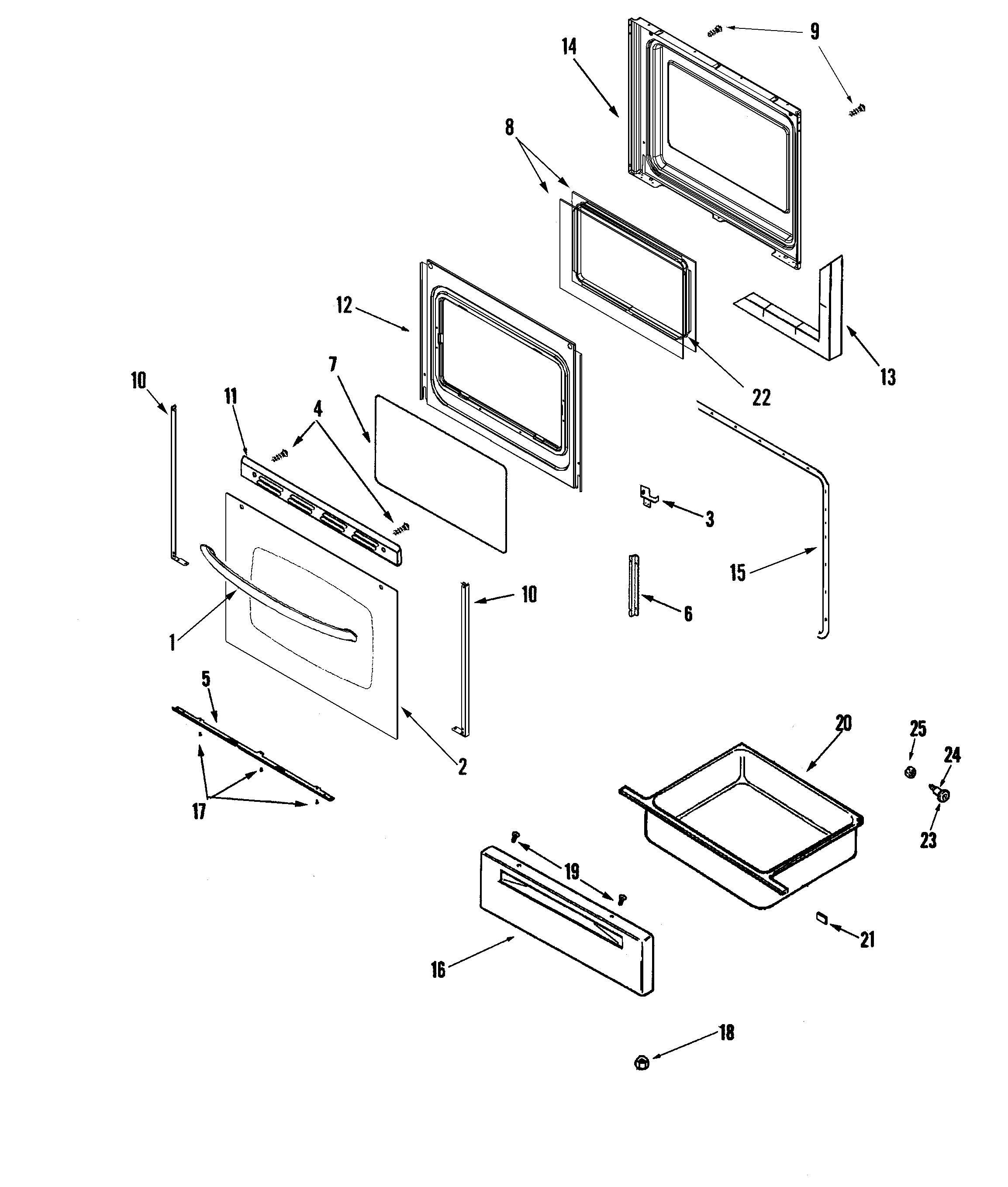 Maytag MER5552AAW door/drawer diagram