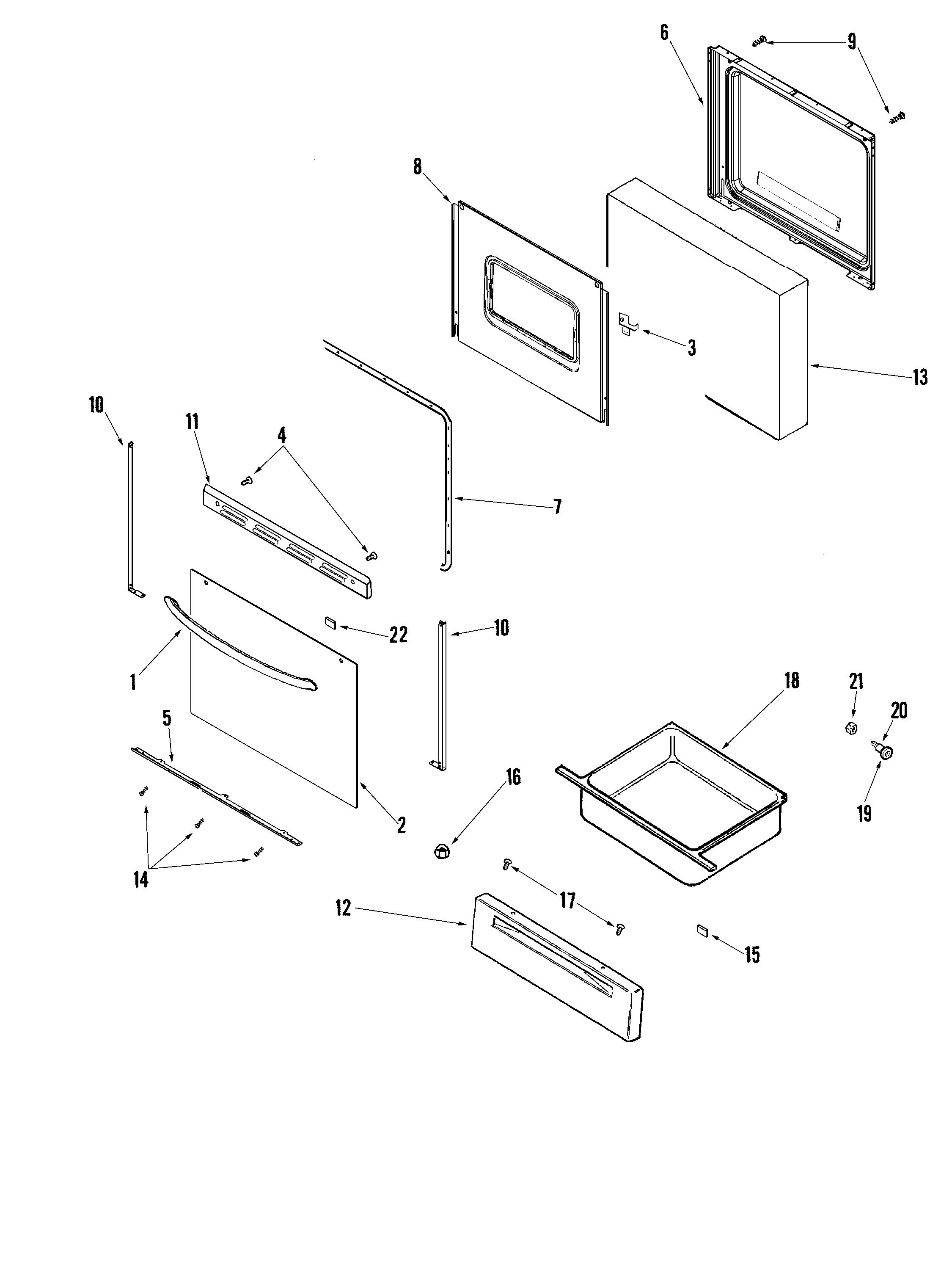 Maytag MER5520AAW door/drawer diagram