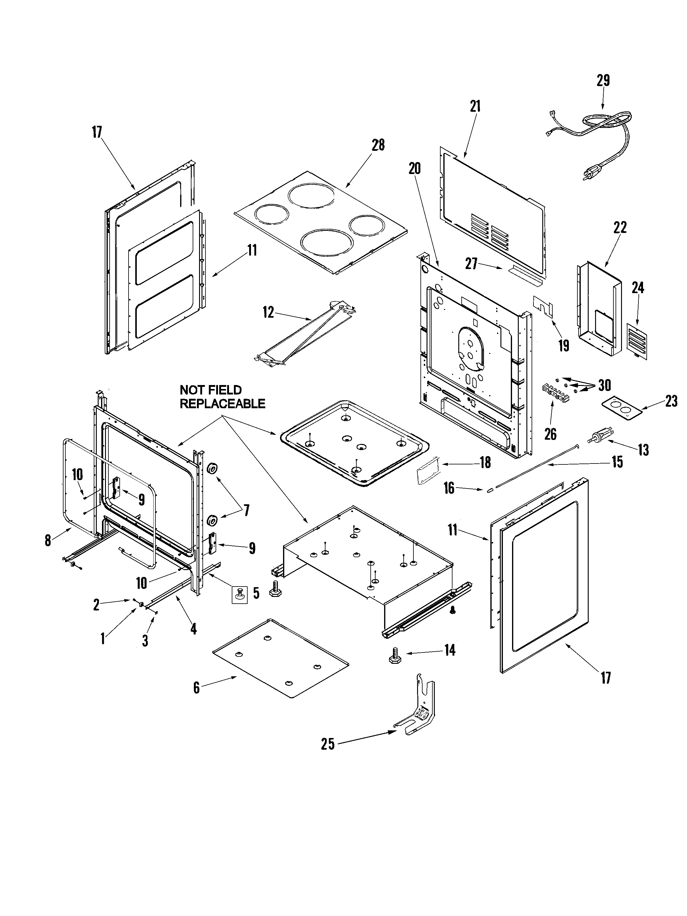 Maytag MER5555RCB cabinet diagram