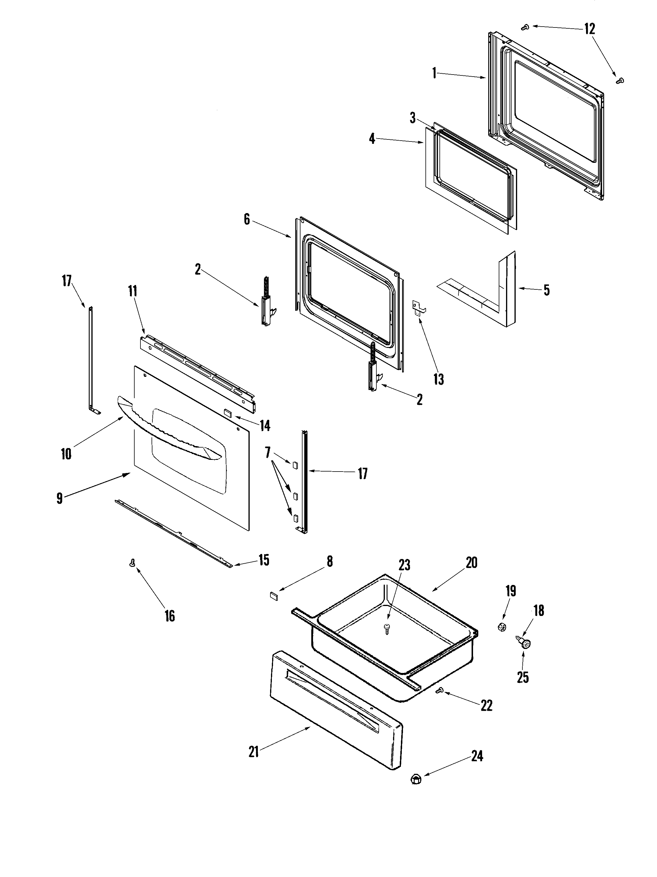 Maytag MER5555RCB door/drawer diagram