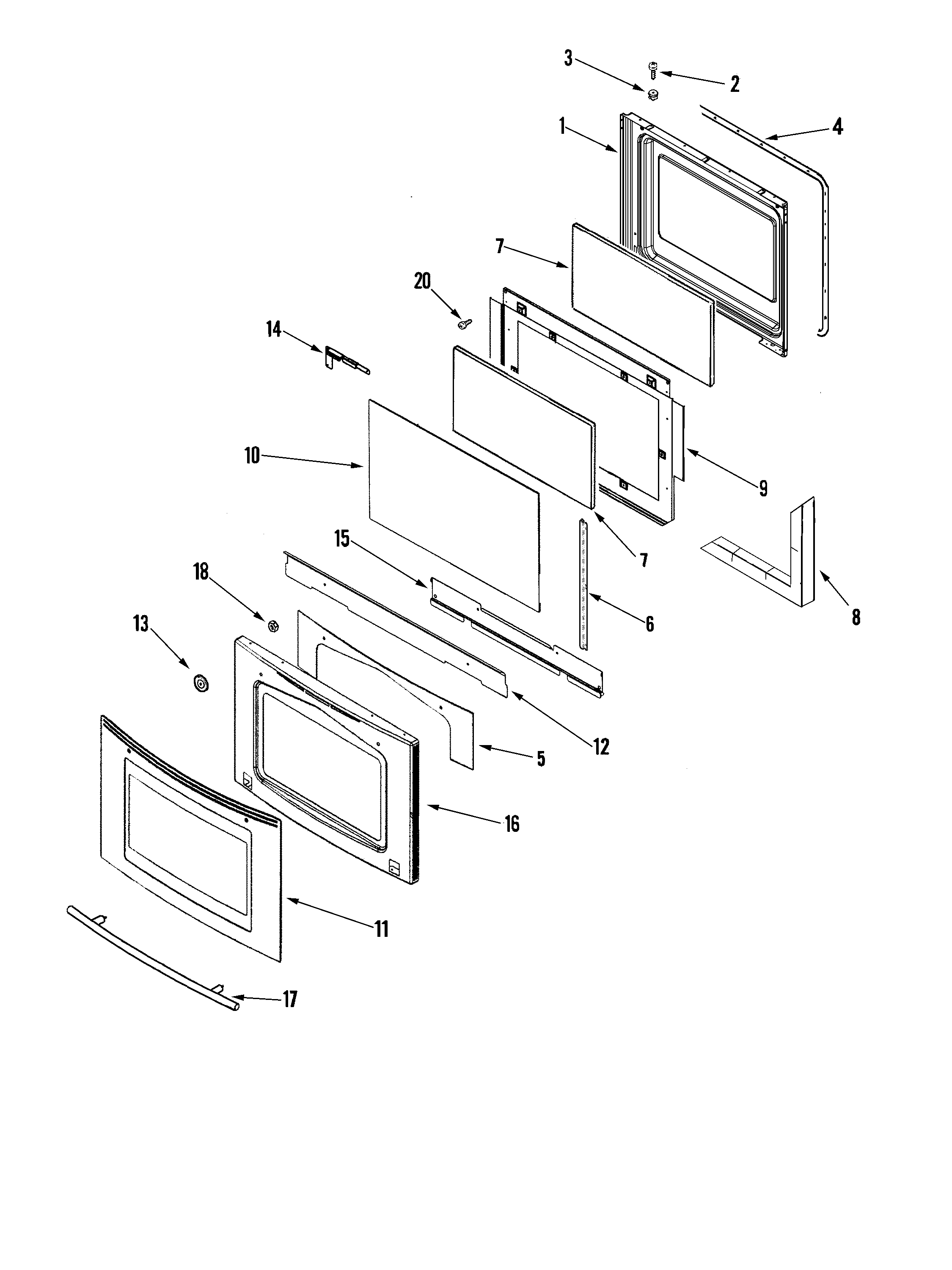 Jenn-Air JES8850BAS door (ser pre 11) diagram