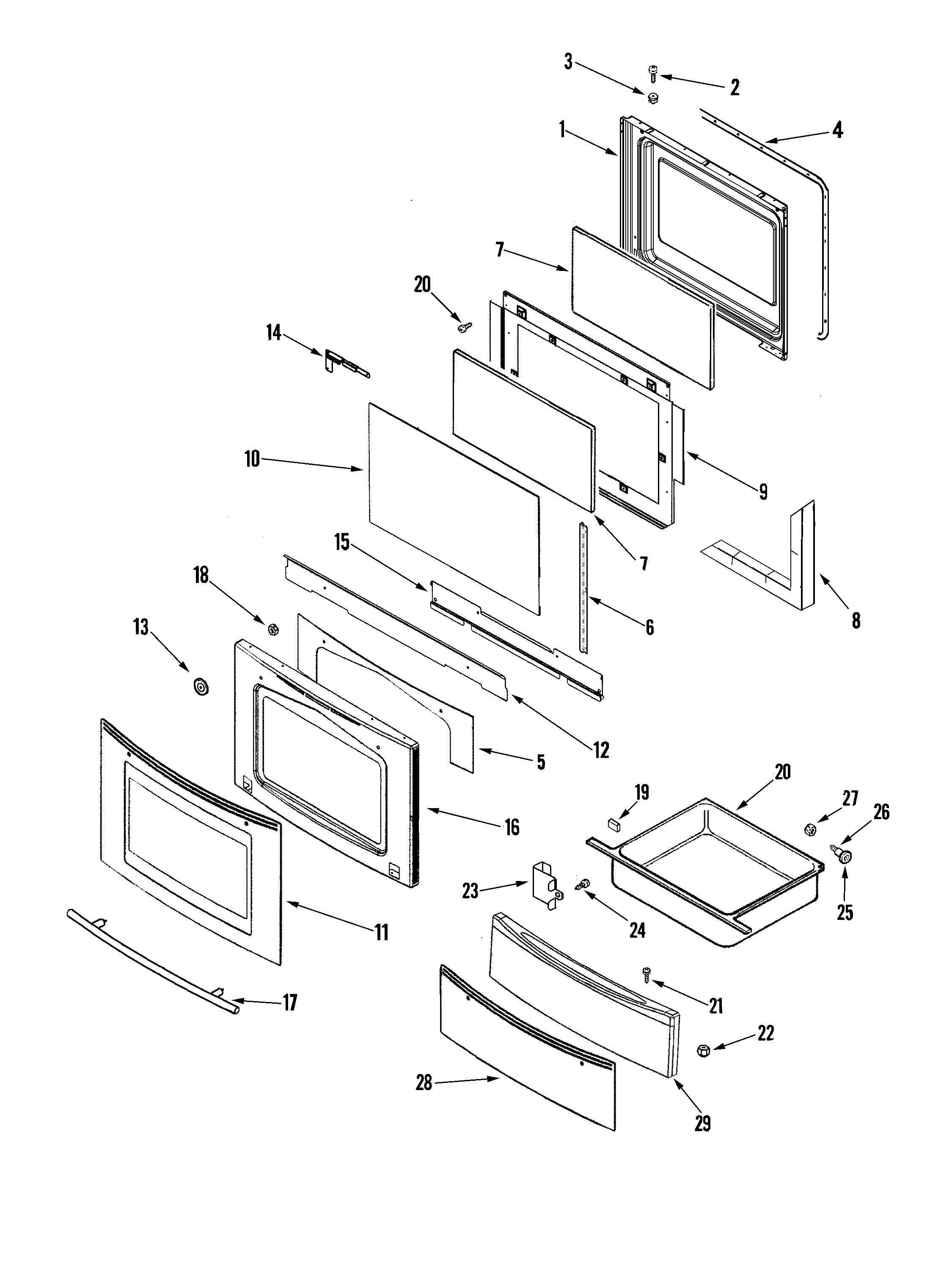 Jenn-Air JES8750BAS door/drawer (ser pre 11) diagram