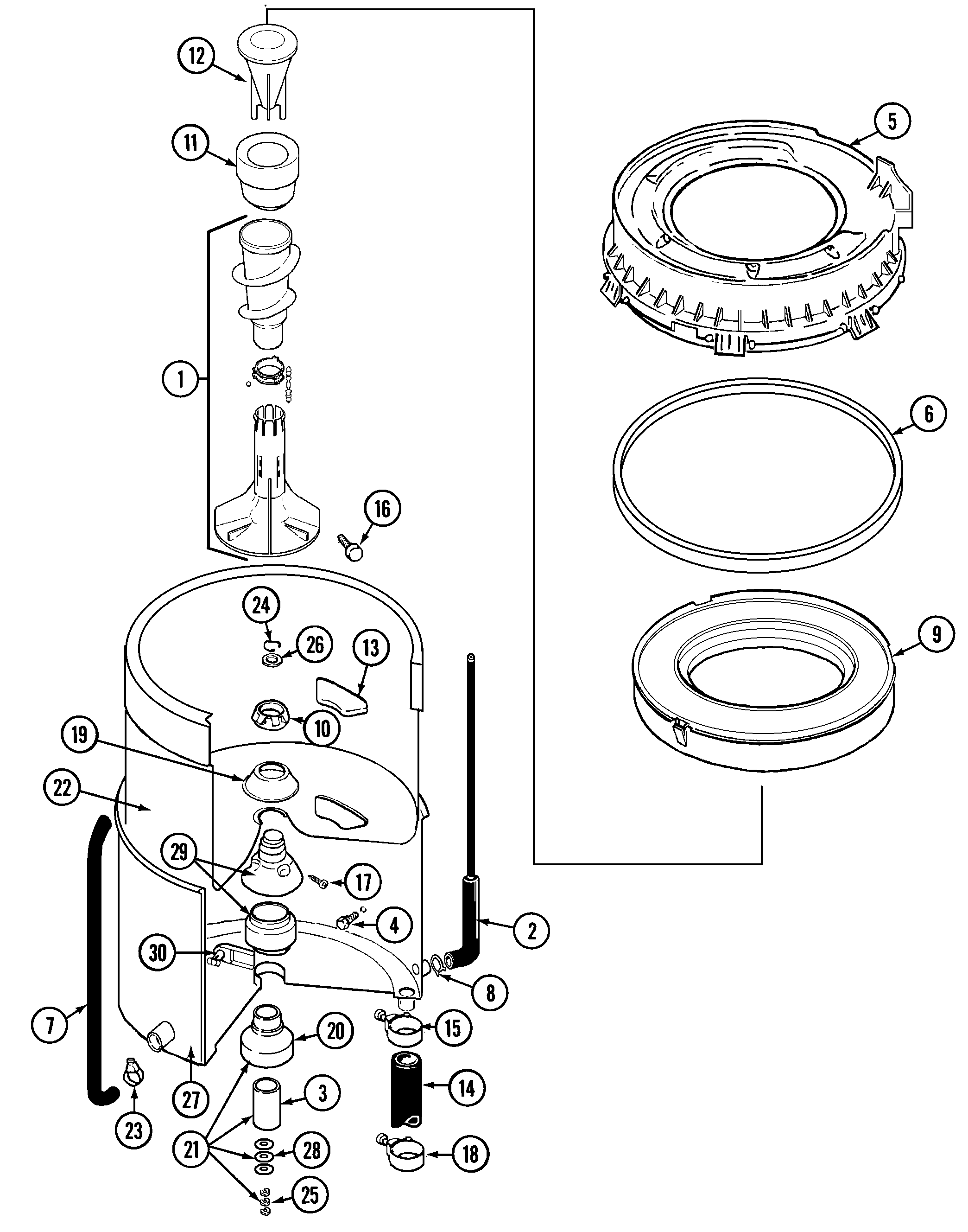 Maytag LAT9706AAE tub (9706) diagram