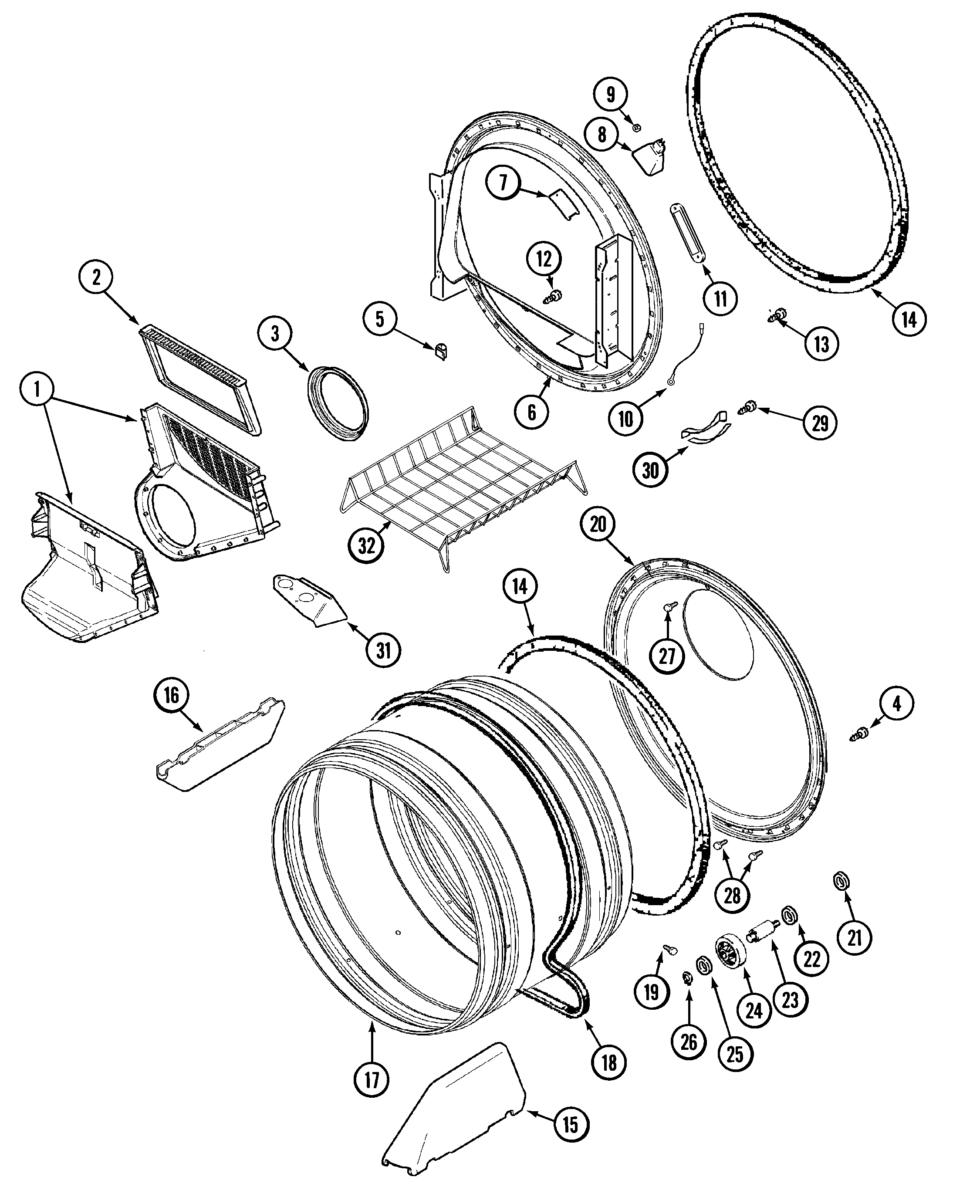 Maytag MDG9316AWA tumbler diagram