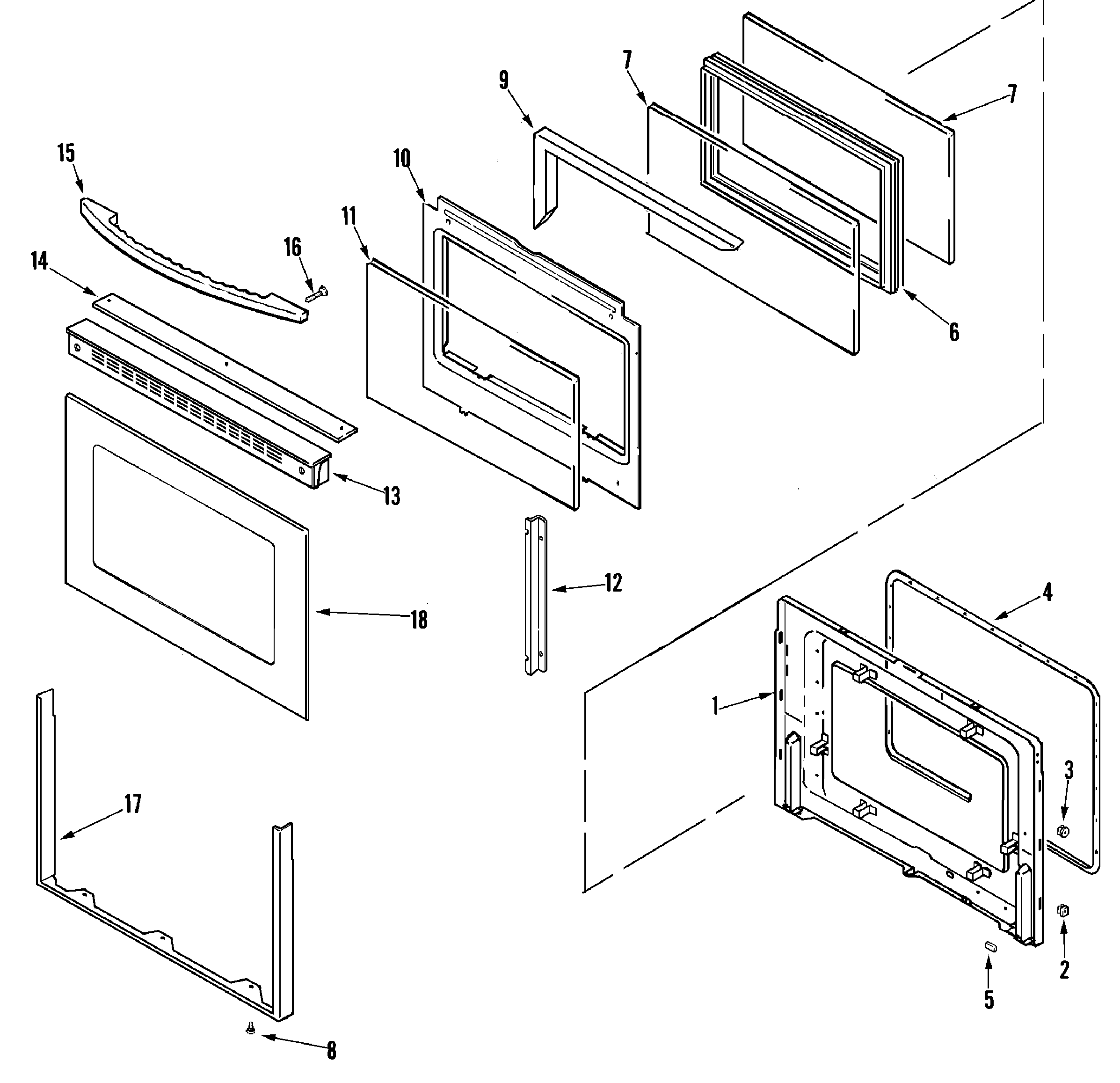 Maytag MGR6772BDB door (lower-bdb/bdq/bdw) diagram